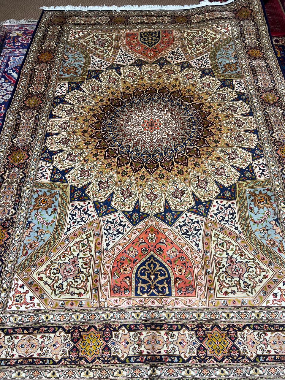 10' x 7' Ft. Spectacular Vintage Authentic Persian Tabriz Taj Mahal Silk & Wool Area Rug - BR1237