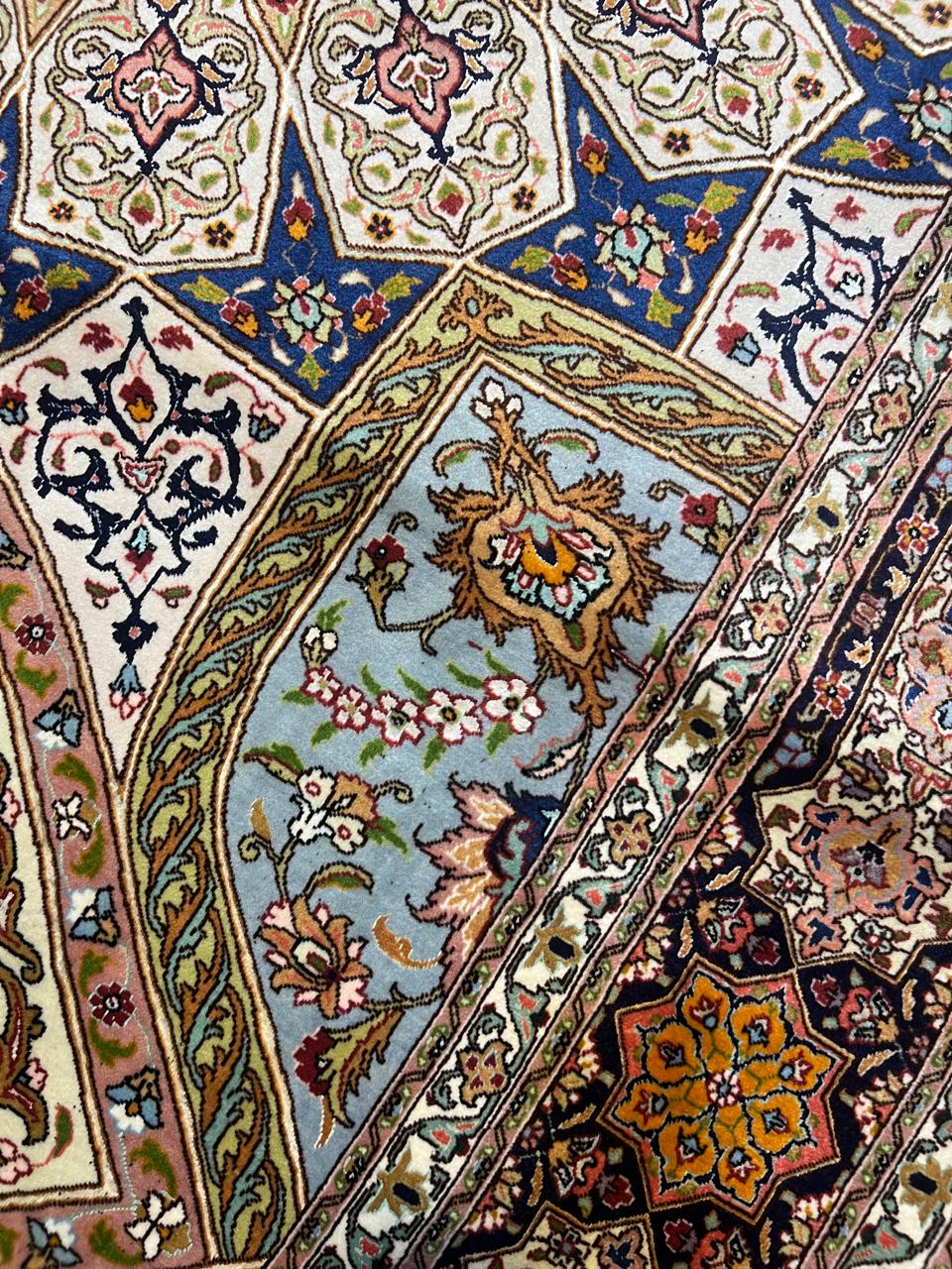 10' x 7' Ft. Spectacular Vintage Authentic Persian Tabriz Taj Mahal Silk & Wool Area Rug - BR1237