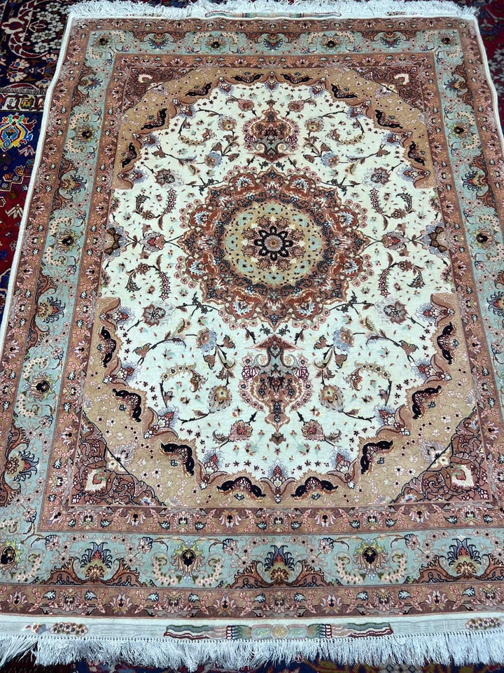 7' x 5' Ft. Spectacular Vintage Authentic Persian Tabriz Shāhī Silk & Wool Area Rug - BR1238