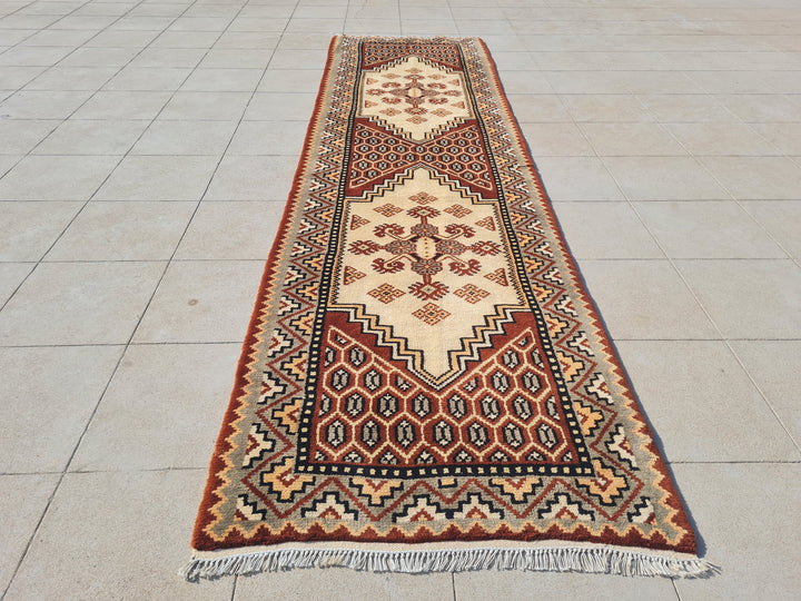 9.2' x 2.6' Ft. Authentic Vintage Moroccan Hand Knotted Fine Wool Runner / Rug BR1739