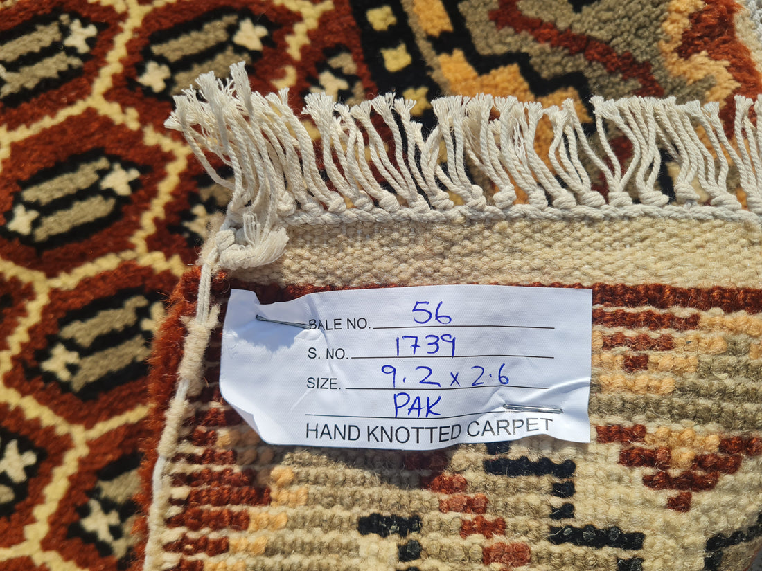 9.2' x 2.6' Ft. Authentic Vintage Moroccan Hand Knotted Fine Wool Runner / Rug BR1739