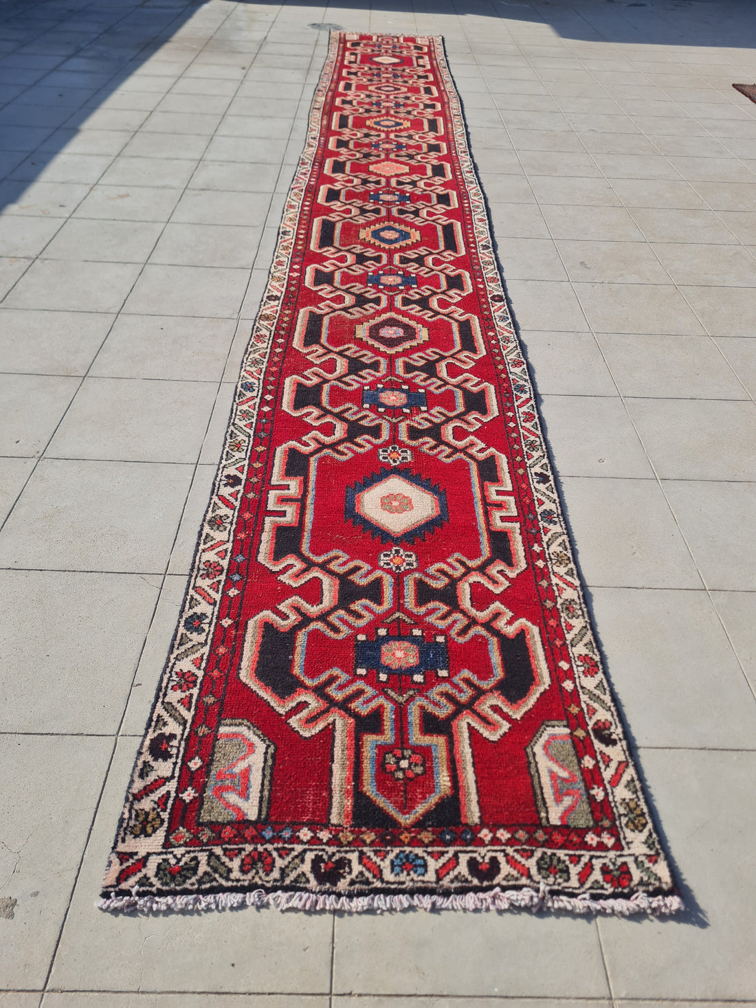 17' x 2' Ft. Authentic Vintage Persian Hamadan Hand Knotted Fine Wool Runner / Rug BR1753