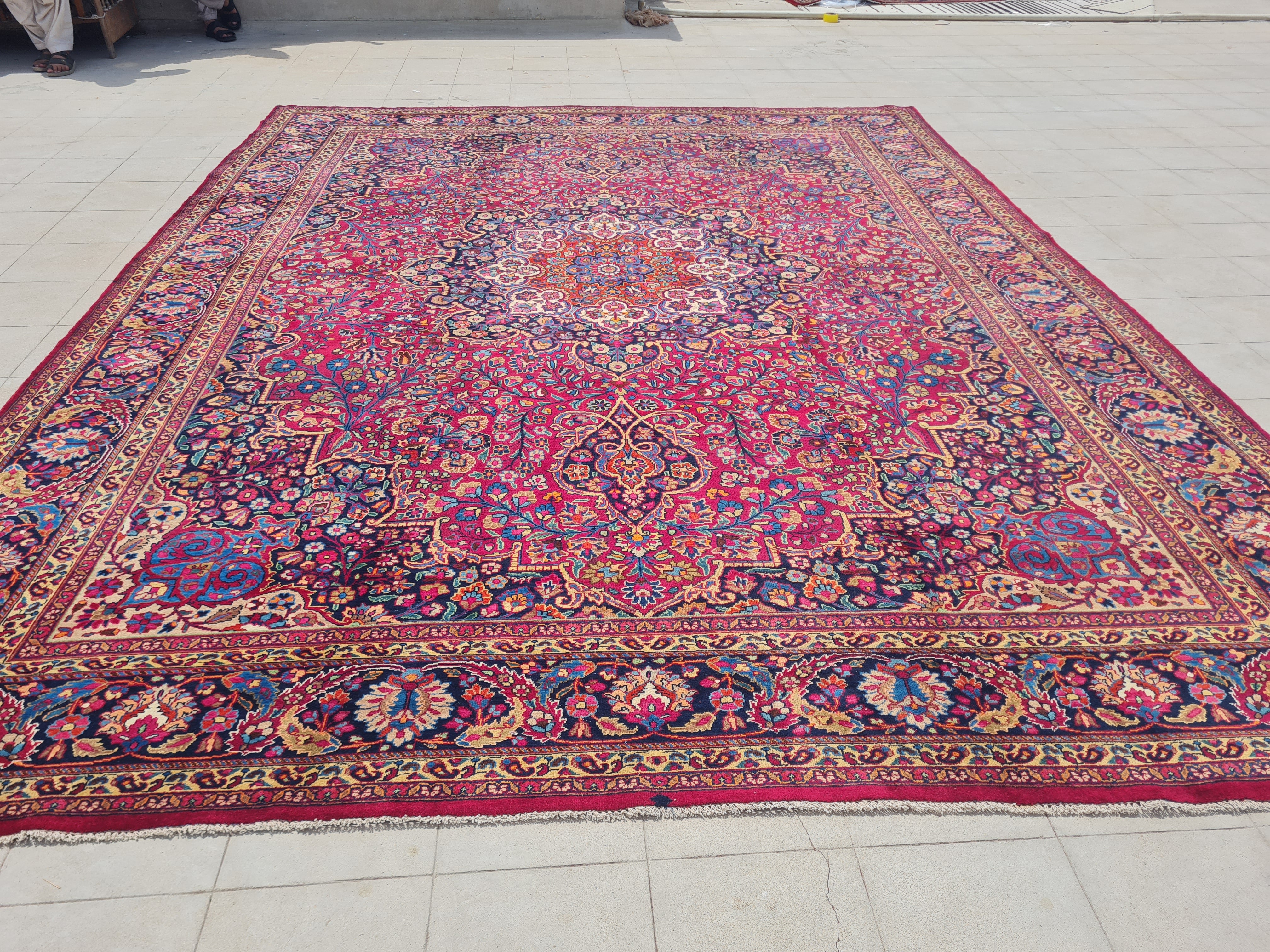 13.3' x 10.3' Ft. Authentic Vintage Persian Mashad Hand Knotted Fine Wool Area Rug - BR2496