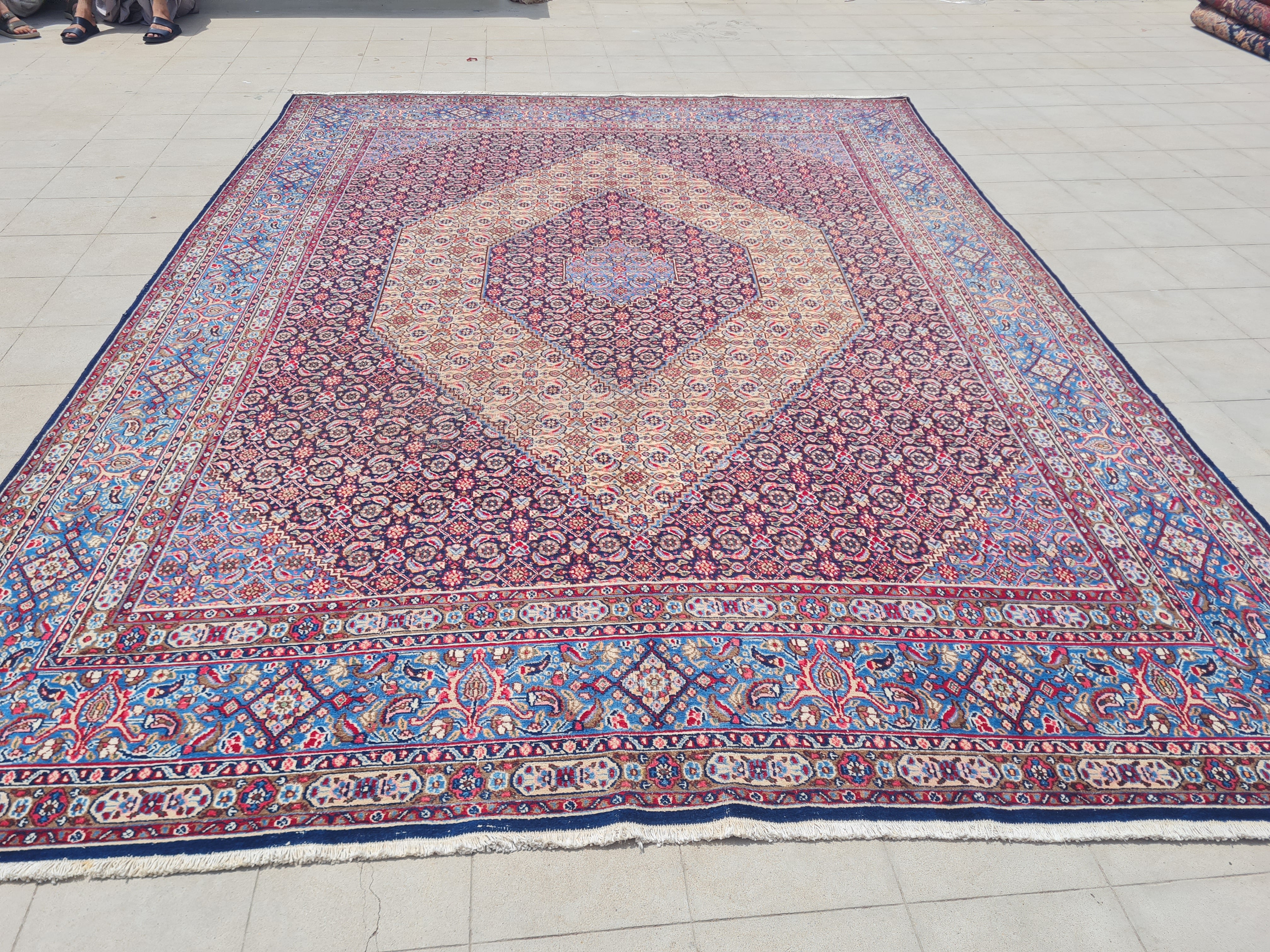 12.4' x 9.8' Ft. Authentic Vintage Persian Moud / Yamoud MAHI Hand Knotted Fine Wool Area Rug - BR2500