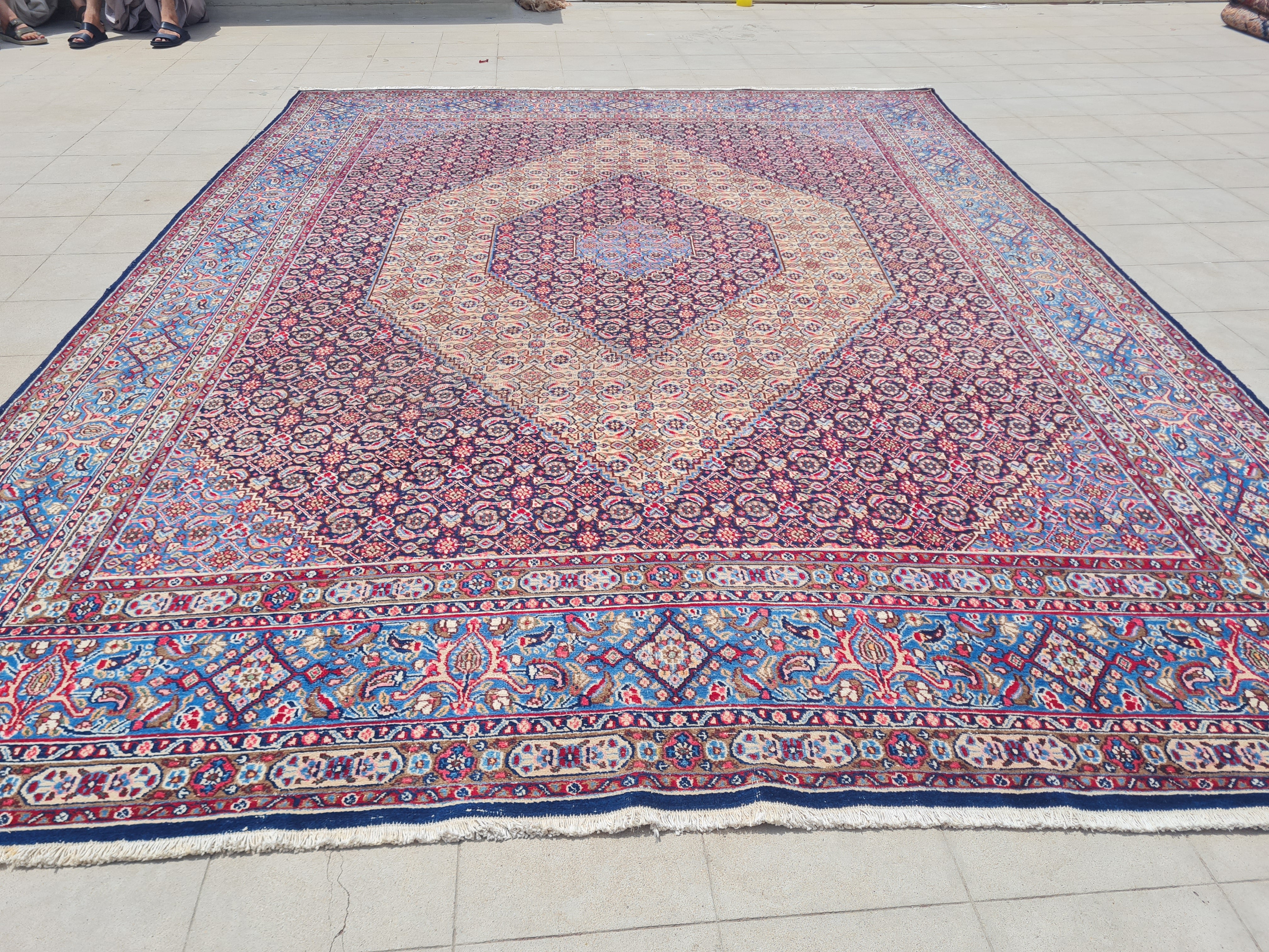 12.4' x 9.8' Ft. Authentic Vintage Persian Moud / Yamoud MAHI Hand Knotted Fine Wool Area Rug - BR2500