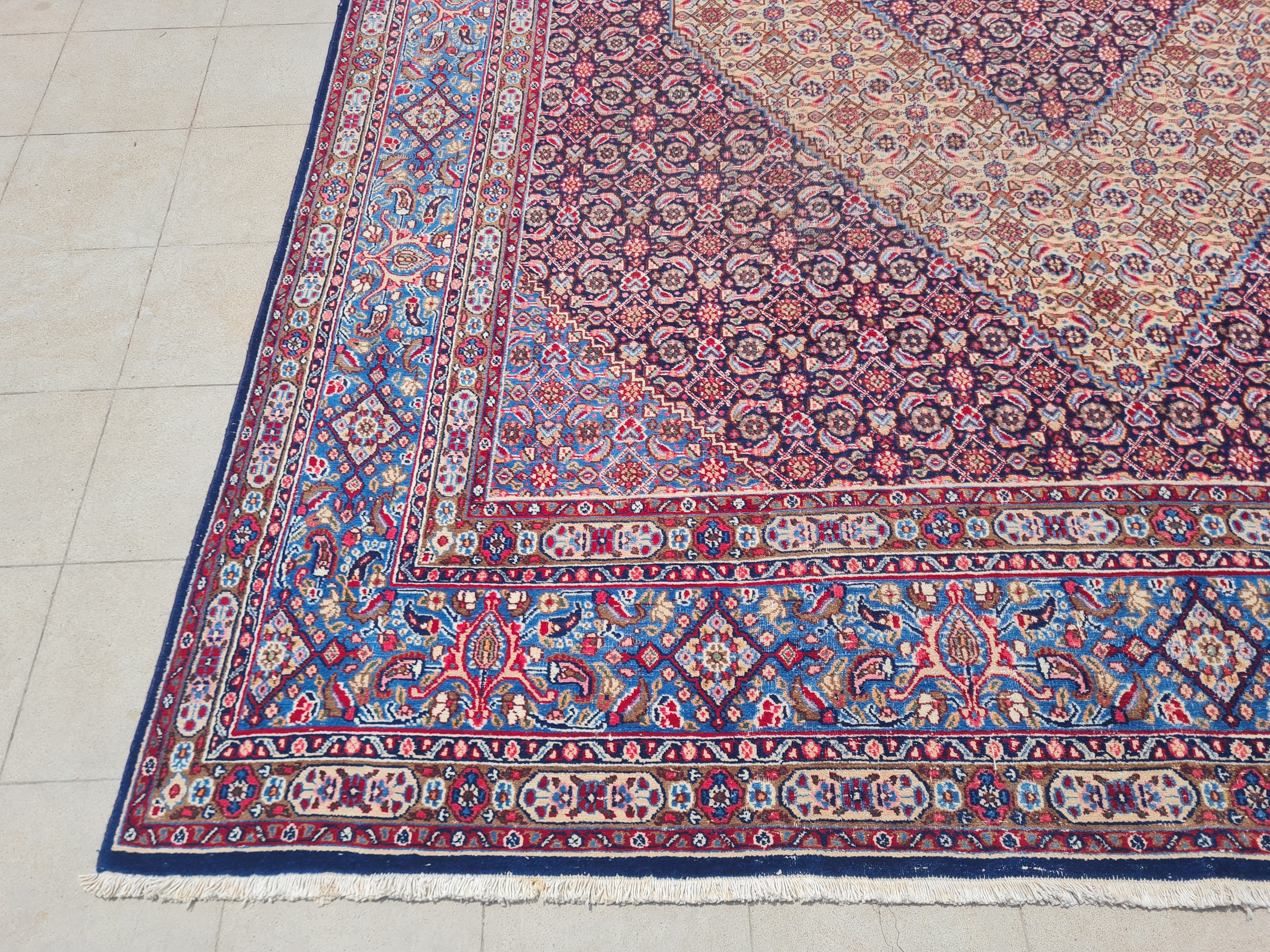 12.4' x 9.8' Ft. Authentic Vintage Persian Moud / Yamoud MAHI Hand Knotted Fine Wool Area Rug - BR2500