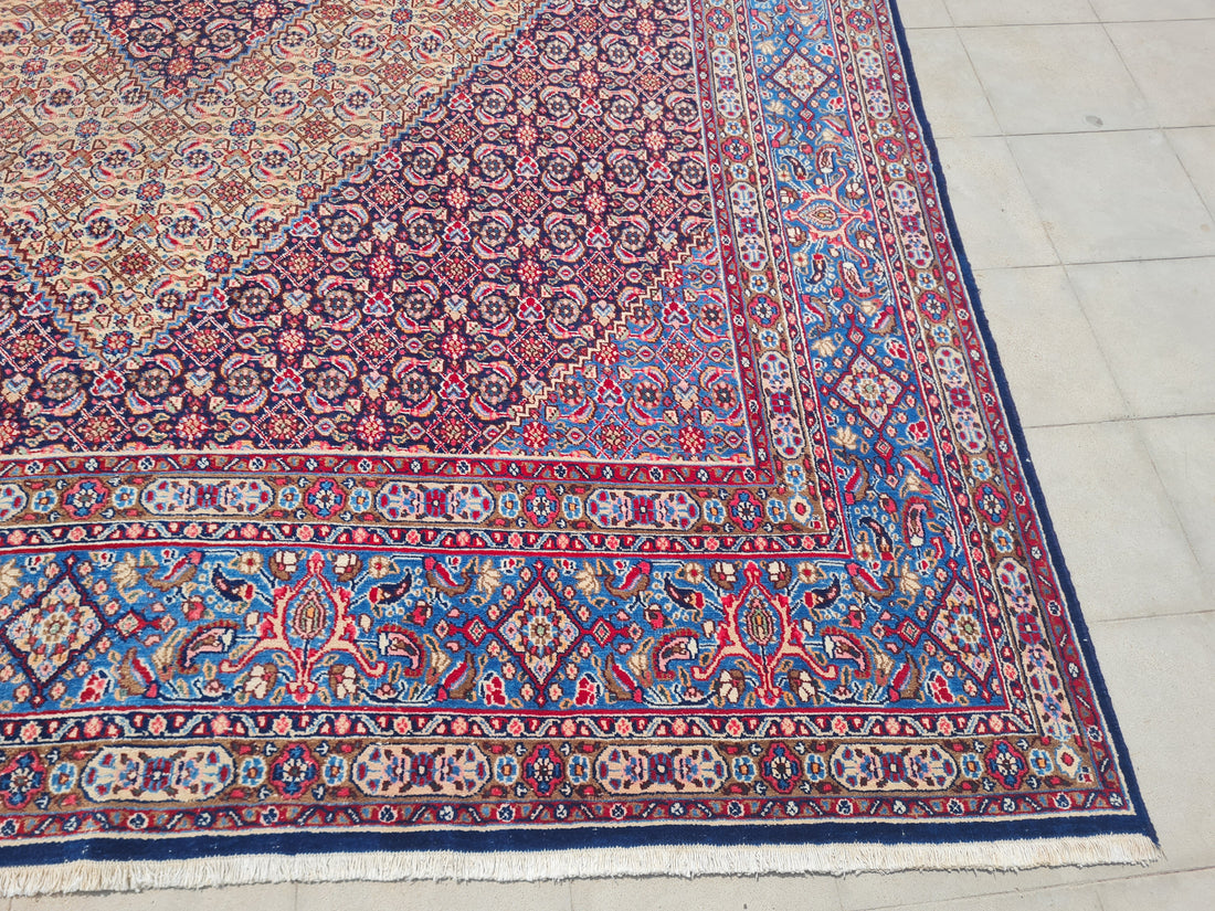 12.4' x 9.8' Ft. Authentic Vintage Persian Moud / Yamoud MAHI Hand Knotted Fine Wool Area Rug - BR2500