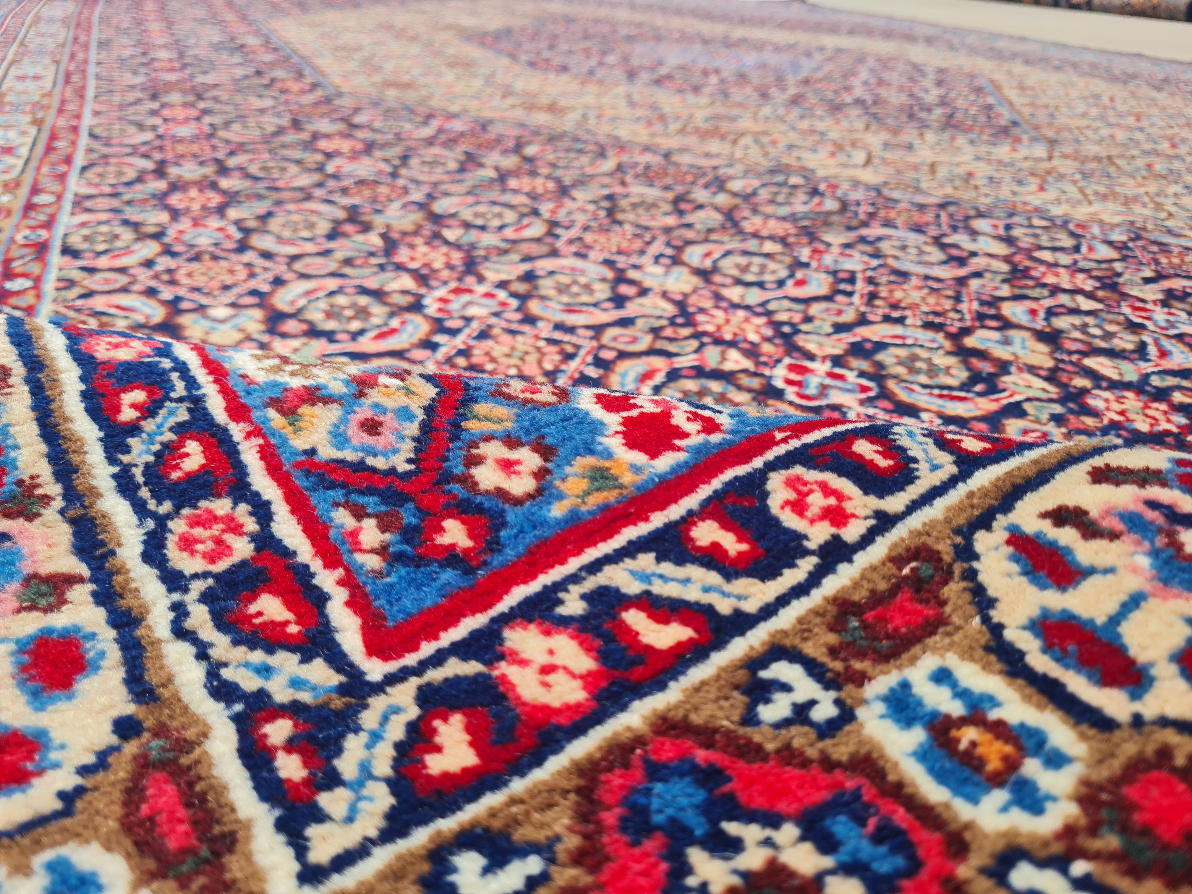 12.4' x 9.8' Ft. Authentic Vintage Persian Moud / Yamoud MAHI Hand Knotted Fine Wool Area Rug - BR2500