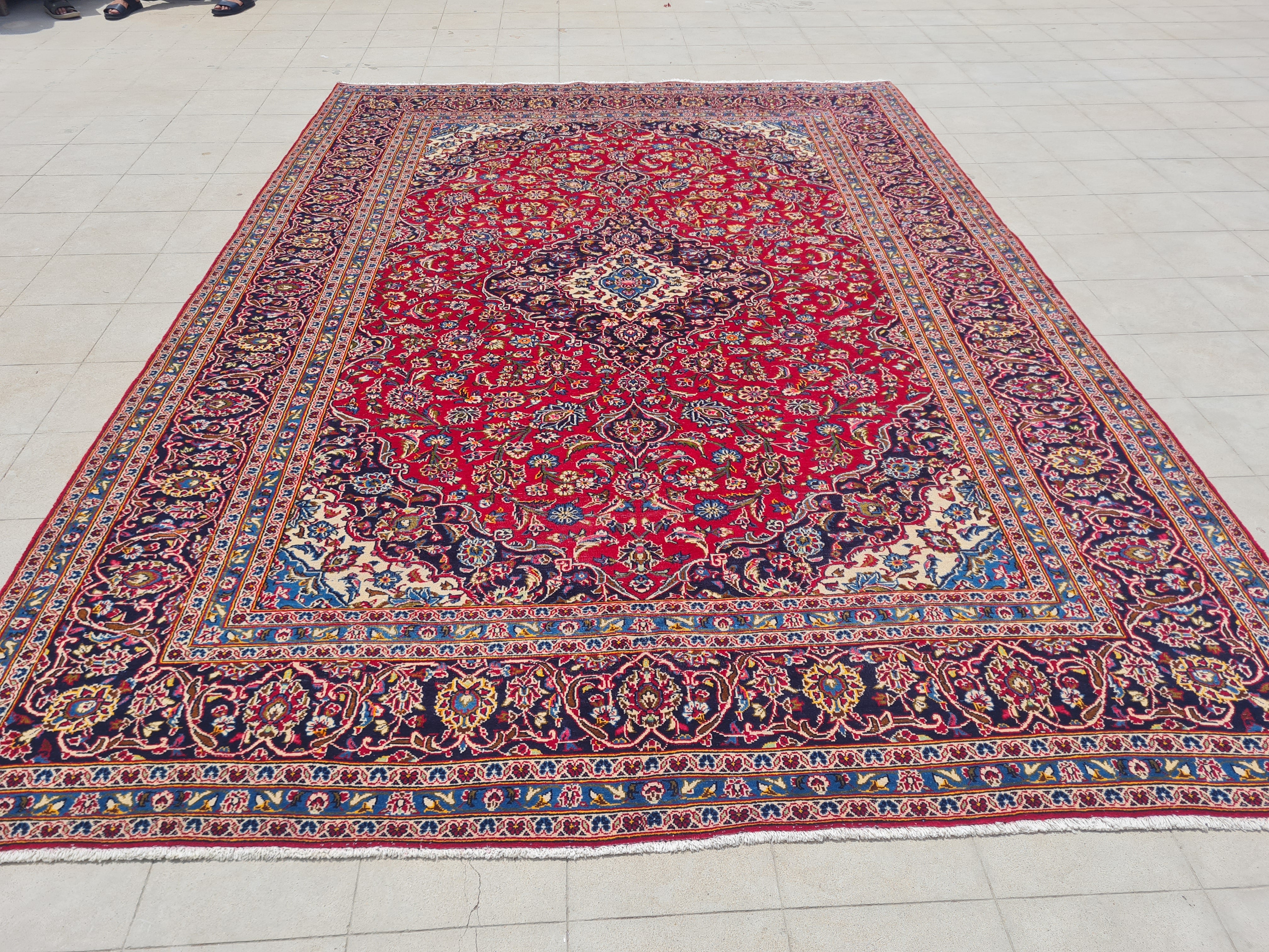 12.6' x 8.1' Ft. Authentic Vintage Persian Kashan Hand Knotted Fine Wool Area Rug - BR2501
