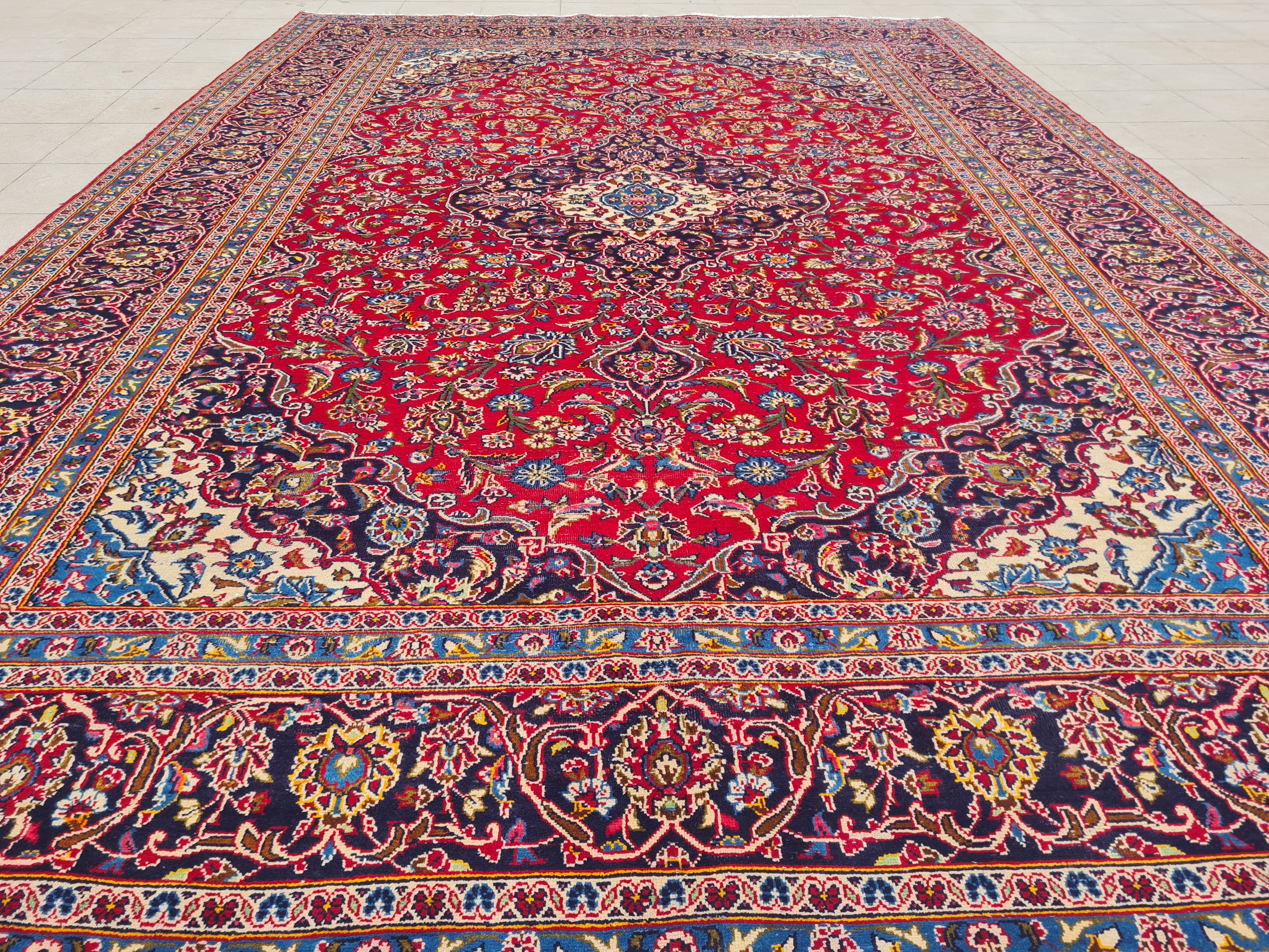 12.6' x 8.1' Ft. Authentic Vintage Persian Kashan Hand Knotted Fine Wool Area Rug - BR2501
