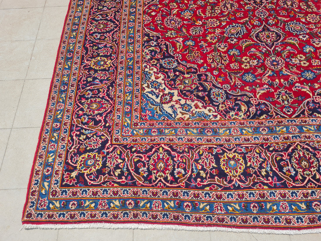 12.6' x 8.1' Ft. Authentic Vintage Persian Kashan Hand Knotted Fine Wool Area Rug - BR2501