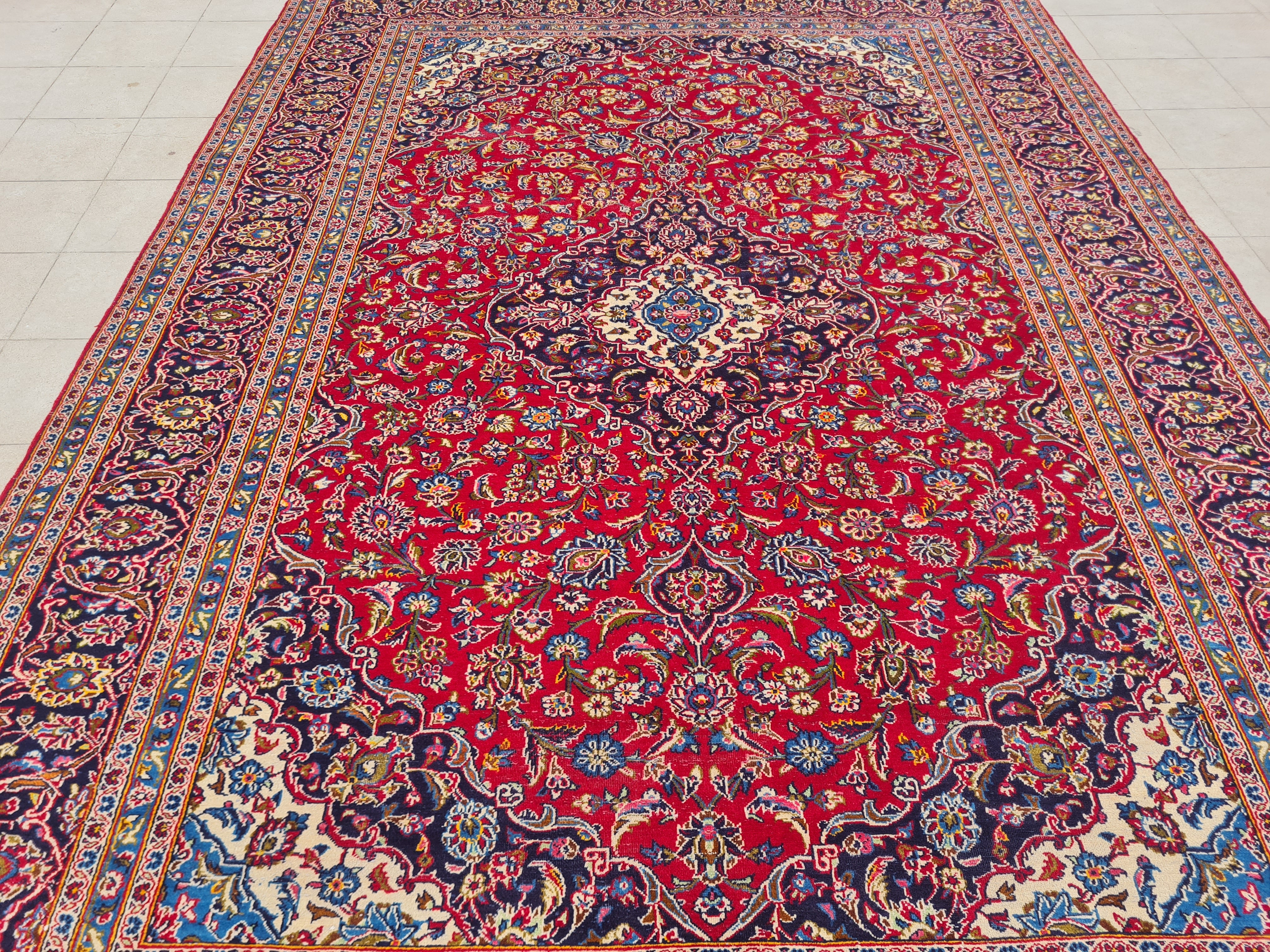 12.6' x 8.1' Ft. Authentic Vintage Persian Kashan Hand Knotted Fine Wool Area Rug - BR2501