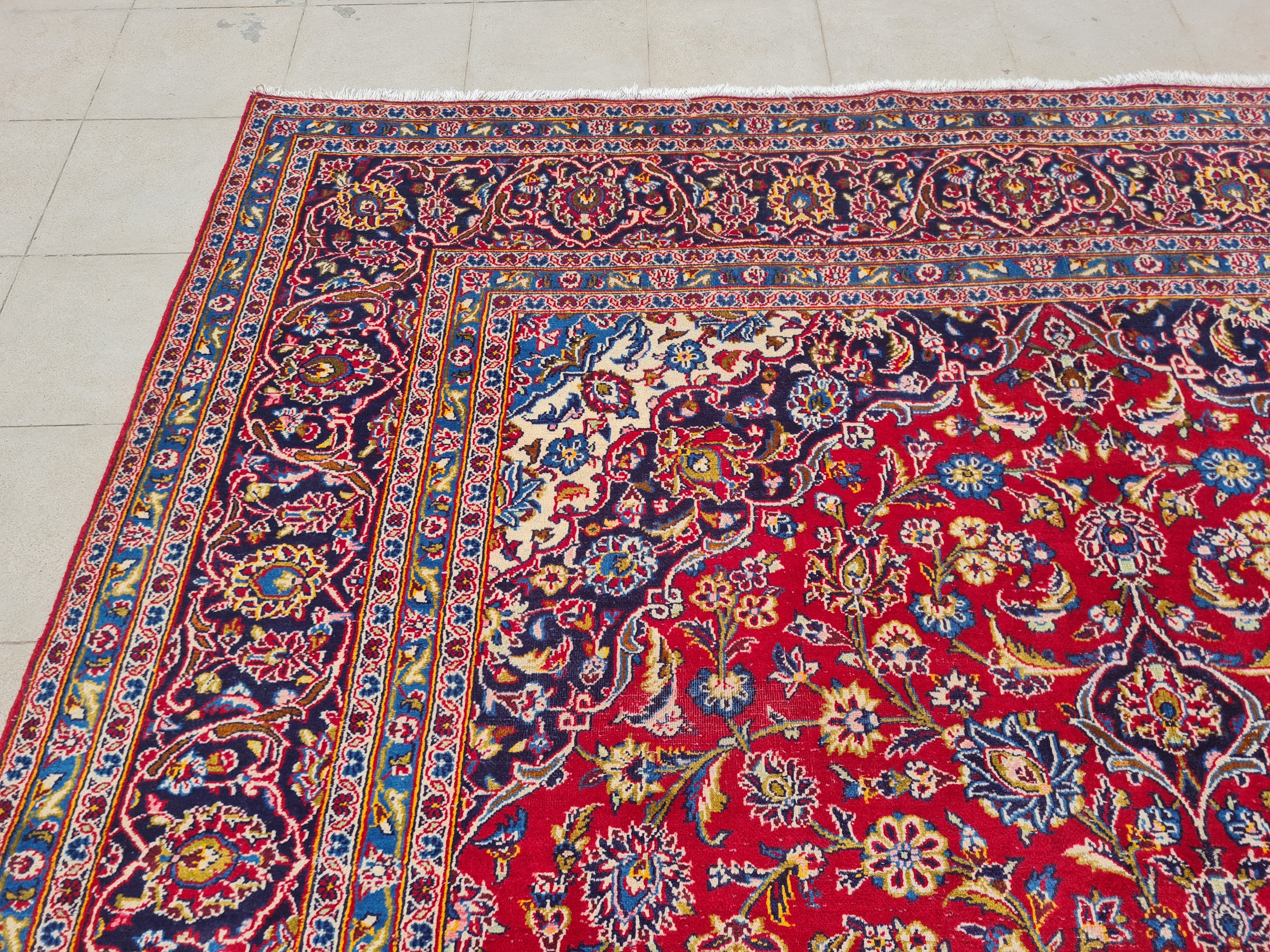 12.6' x 8.1' Ft. Authentic Vintage Persian Kashan Hand Knotted Fine Wool Area Rug - BR2501