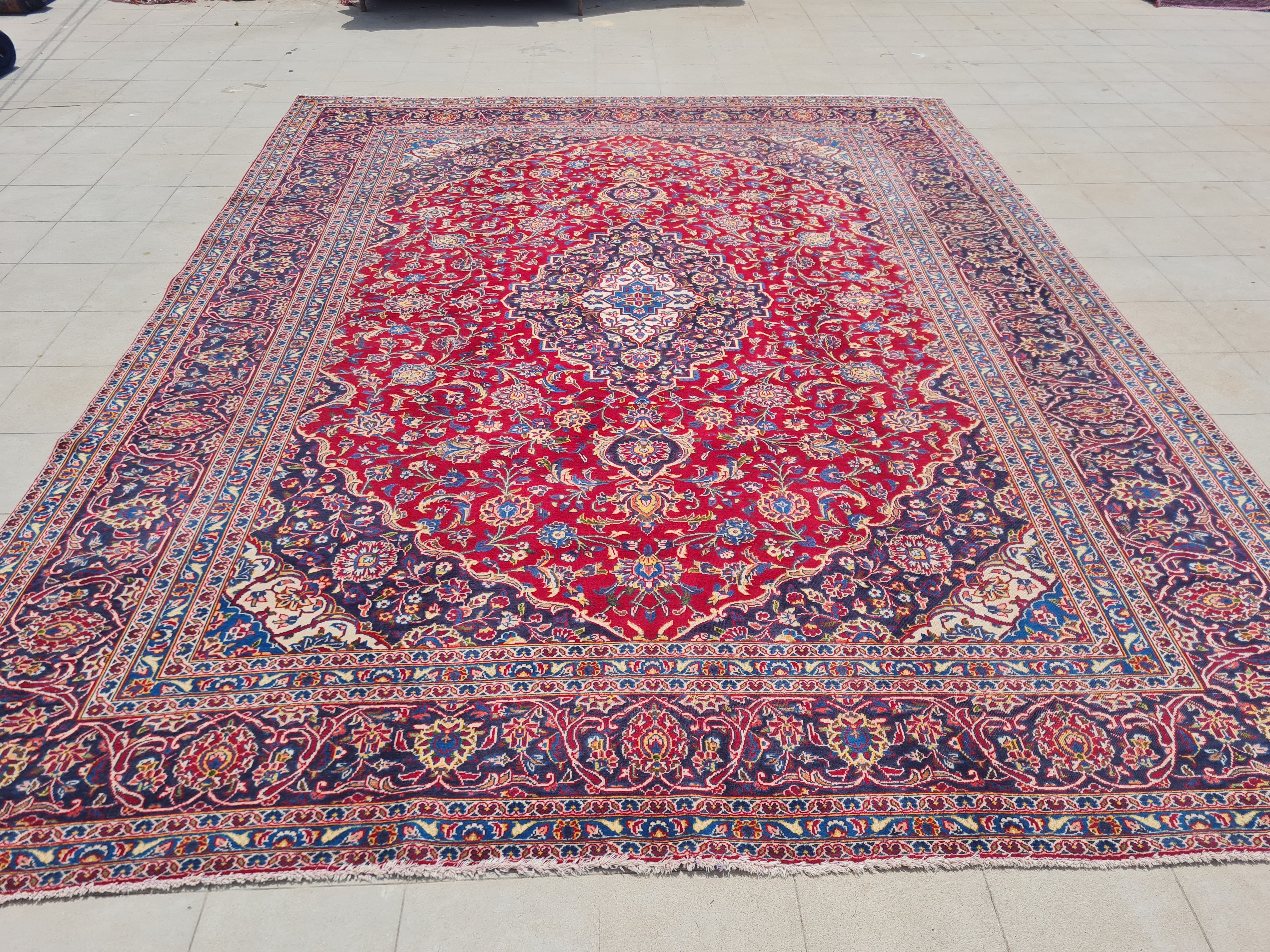 12.4' x 9.6' Ft. Authentic Vintage Persian Kashan Hand Knotted Fine Wool Area Rug - BR2517
