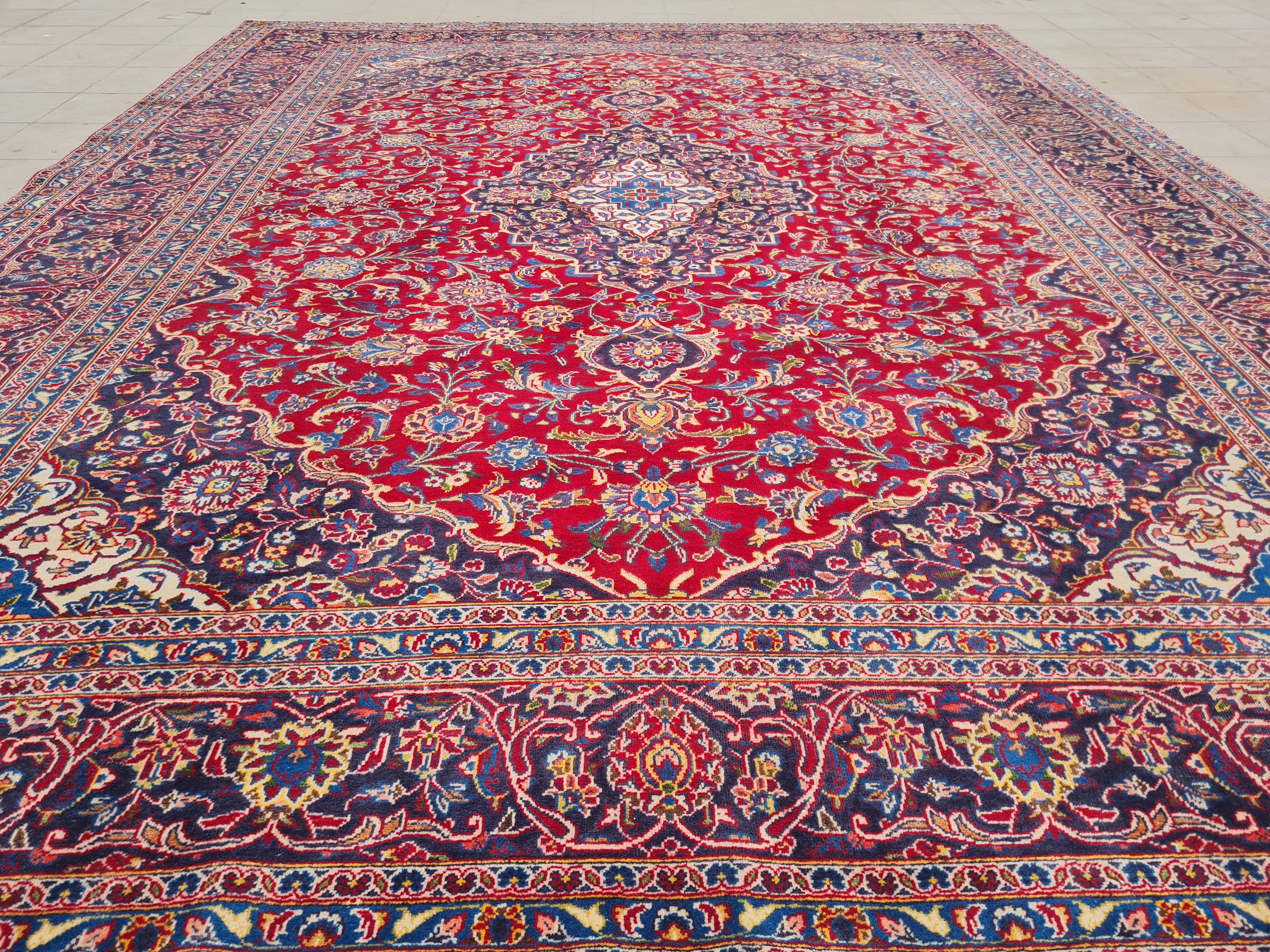 12.4' x 9.6' Ft. Authentic Vintage Persian Kashan Hand Knotted Fine Wool Area Rug - BR2517