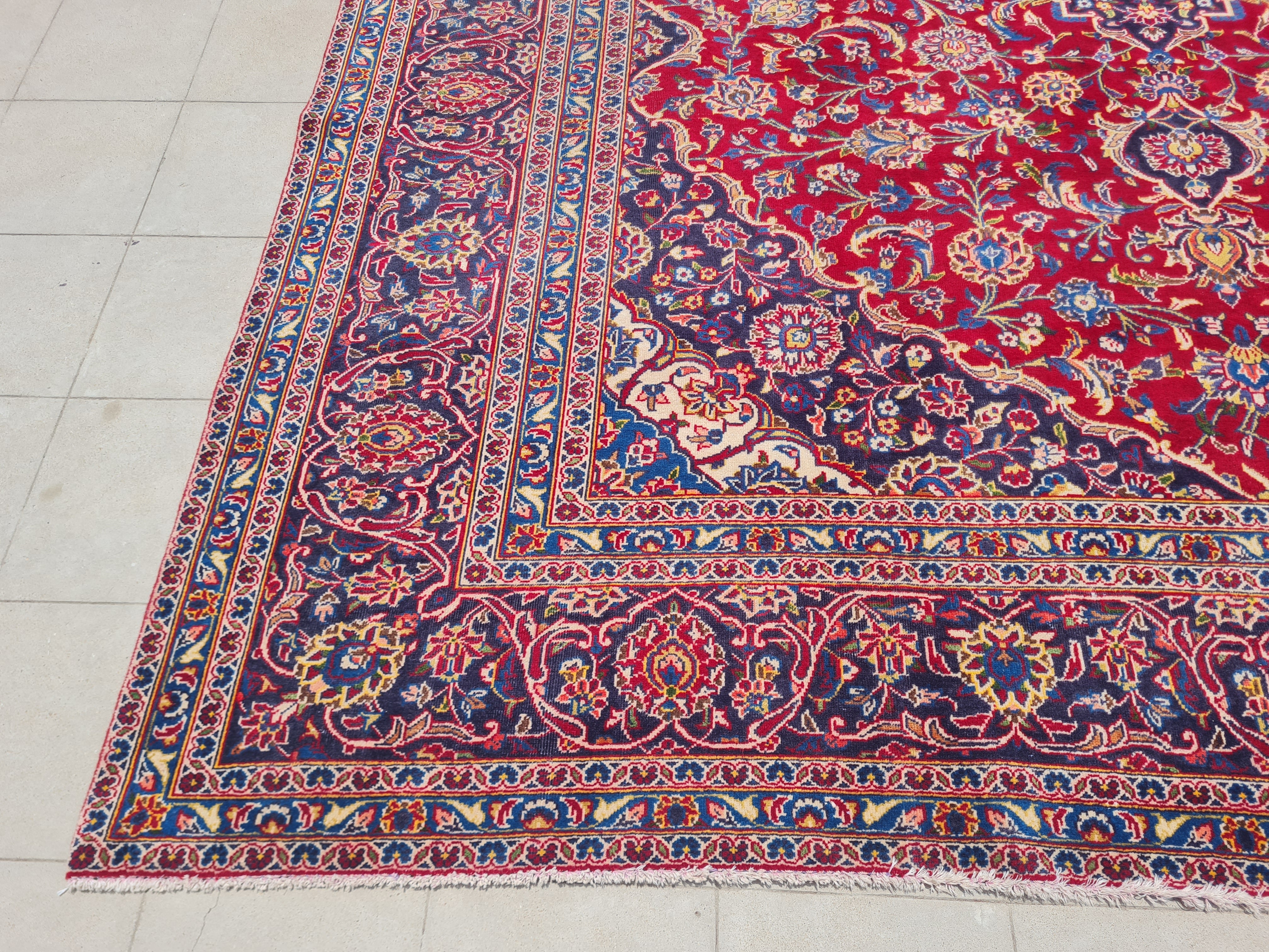 12.4' x 9.6' Ft. Authentic Vintage Persian Kashan Hand Knotted Fine Wool Area Rug - BR2517