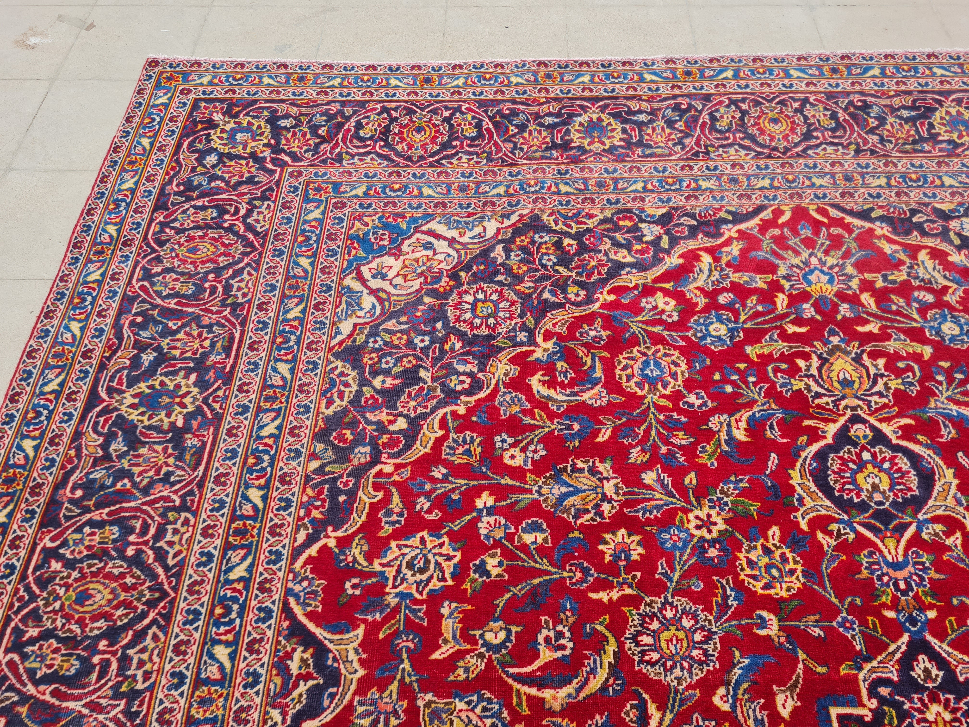 12.4' x 9.6' Ft. Authentic Vintage Persian Kashan Hand Knotted Fine Wool Area Rug - BR2517