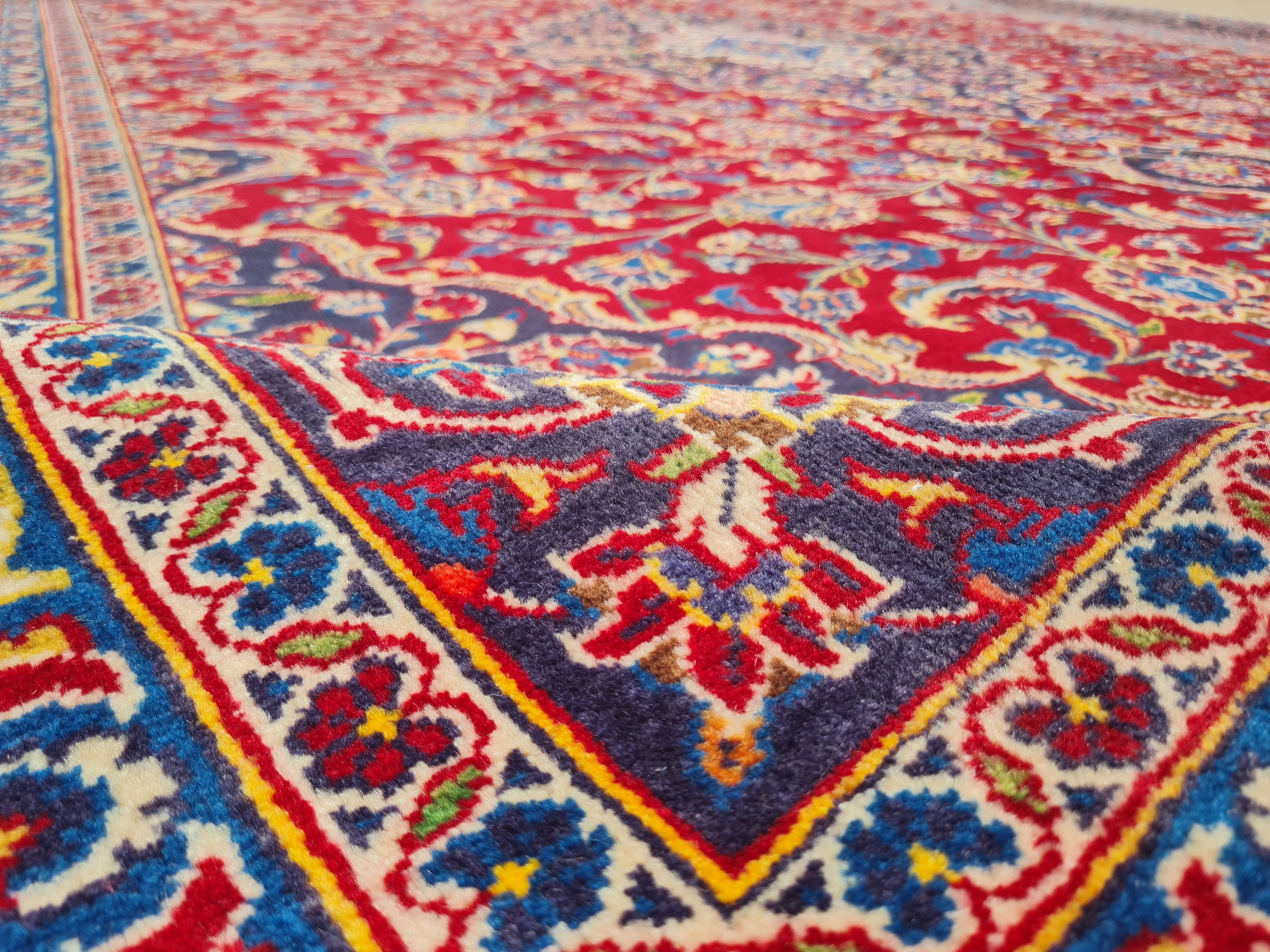 12.4' x 9.6' Ft. Authentic Vintage Persian Kashan Hand Knotted Fine Wool Area Rug - BR2517