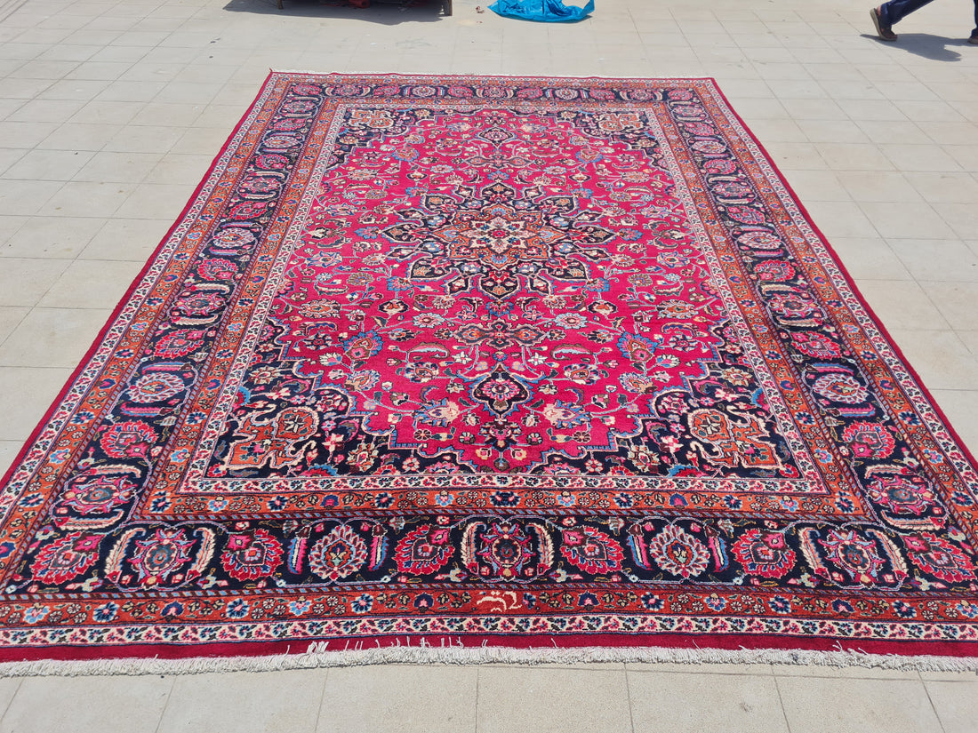 12’x 8.5’ Ft. Authentic Vintage Persian Mashad Circa Hand Knotted Rug BR2628