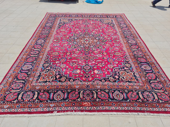 12’x 8.5’ Ft. Authentic Vintage Persian Mashad Circa Hand Knotted Rug BR2628