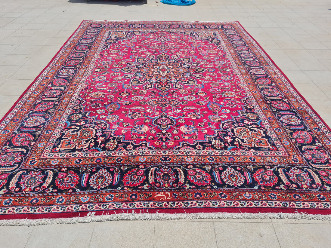 12’x 8.5’ Ft. Authentic Vintage Persian Mashad Circa Hand Knotted Rug BR2628