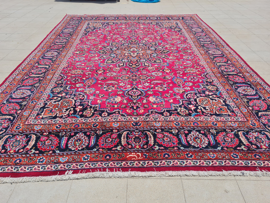 12’x 8.5’ Ft. Authentic Vintage Persian Mashad Circa Hand Knotted Rug BR2628