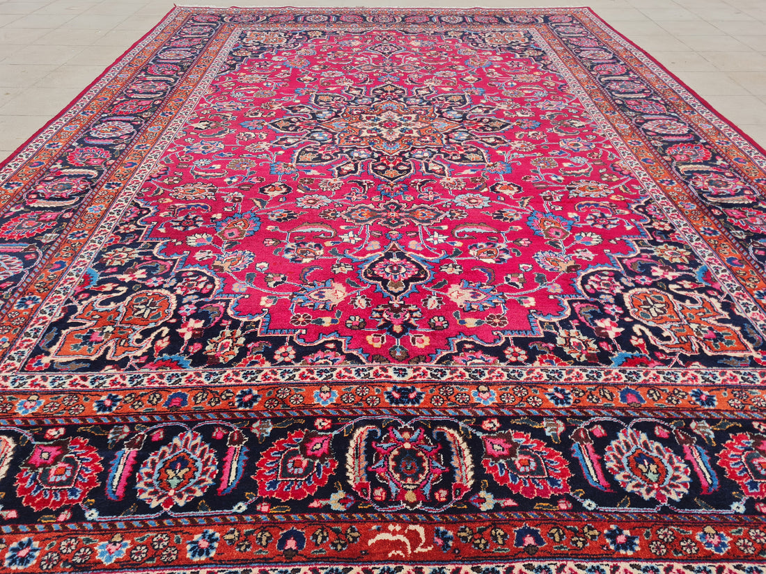 12’x 8.5’ Ft. Authentic Vintage Persian Mashad Circa Hand Knotted Rug BR2628