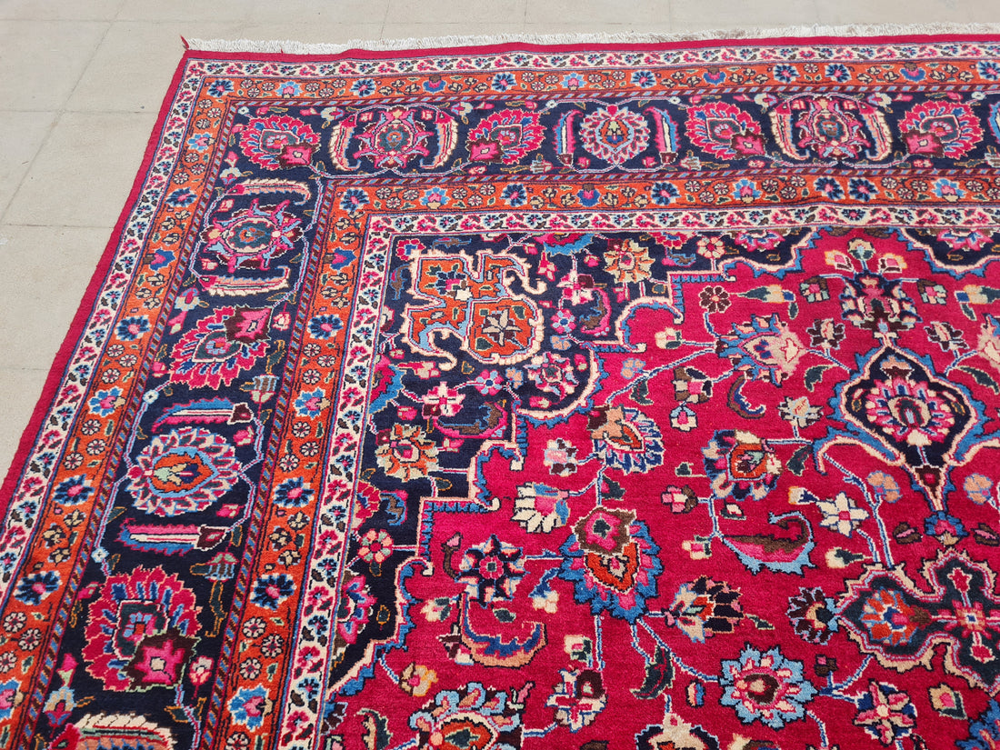 12’x 8.5’ Ft. Authentic Vintage Persian Mashad Circa Hand Knotted Rug BR2628