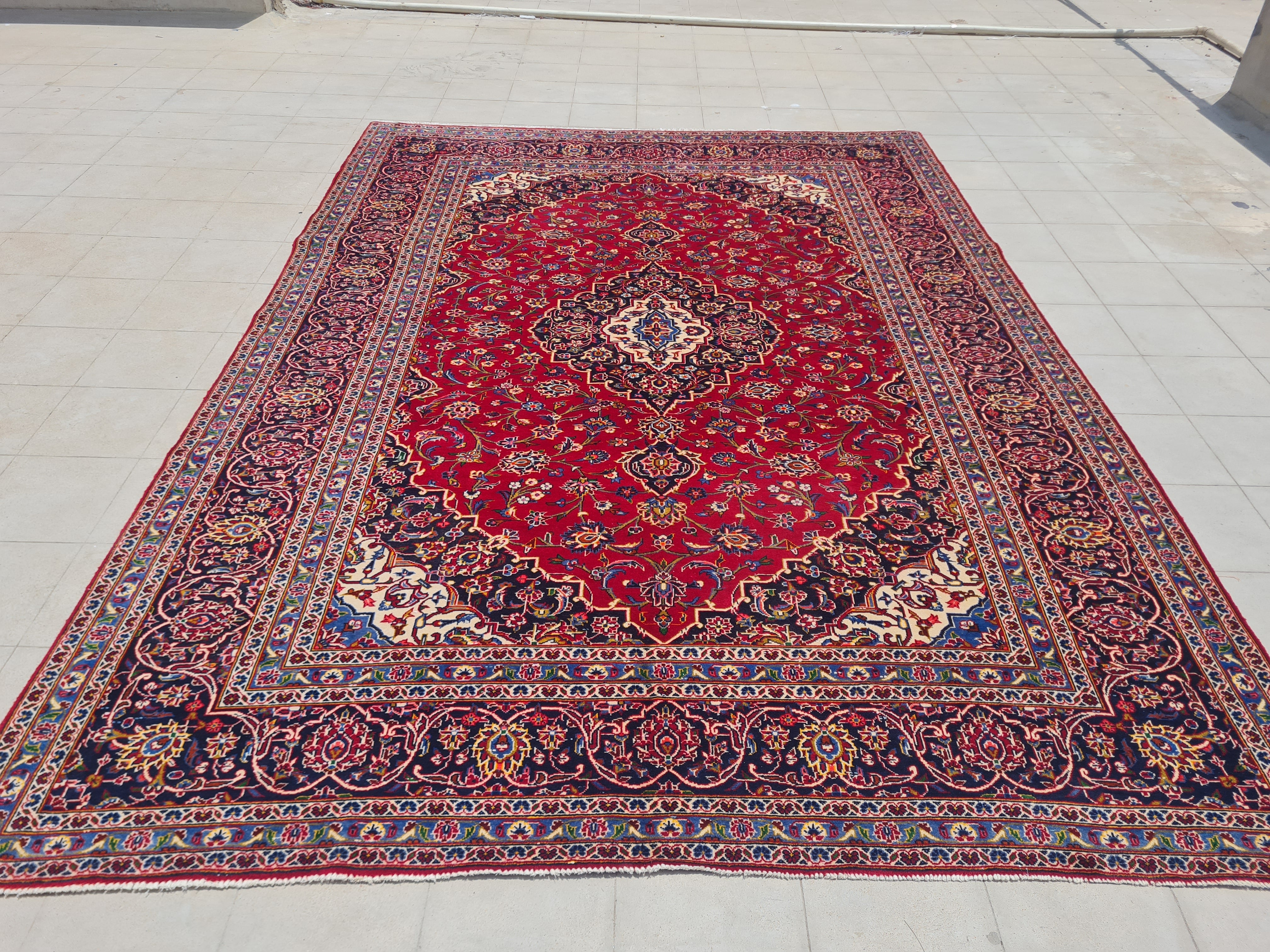 12’x 8’ Ft. Authentic Vintage Persian Royal Kashan Circa Hand Knotted Rug – BR2629