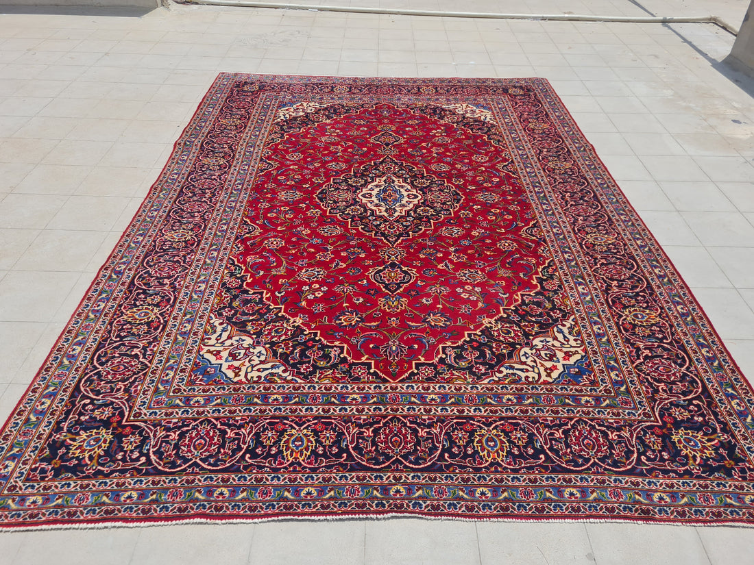 12’x 8’ Ft. Authentic Vintage Persian Royal Kashan Circa Hand Knotted Rug – BR2629