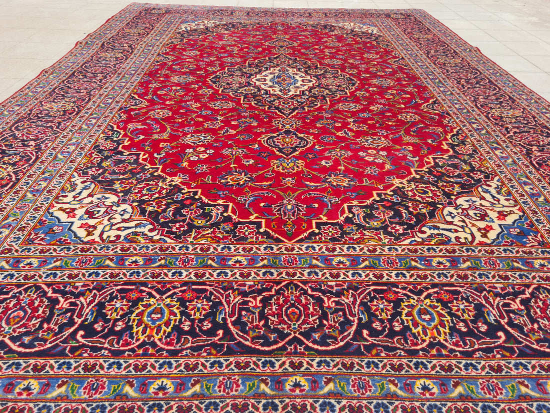 12’x 8’ Ft. Authentic Vintage Persian Royal Kashan Circa Hand Knotted Rug – BR2629