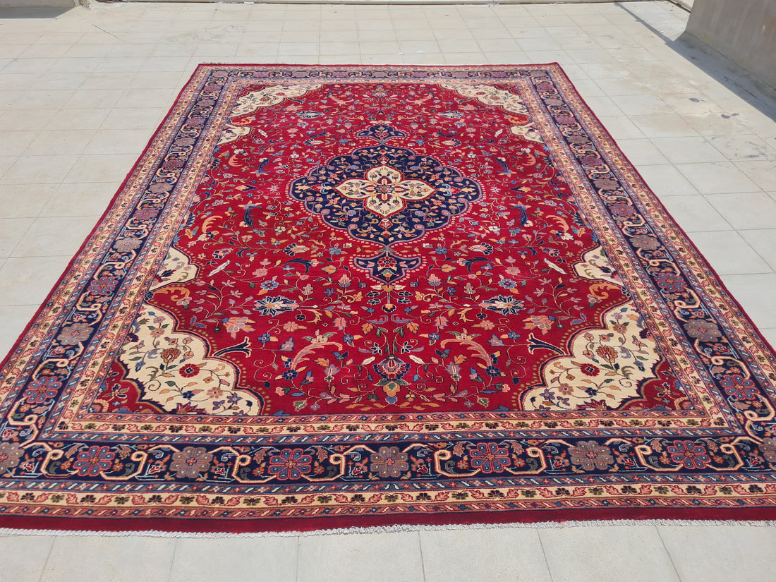 11’x 8’ Ft. Ft. Authentic Vintage Indian Qashan Circa Hand Knotted Rug – BR2361