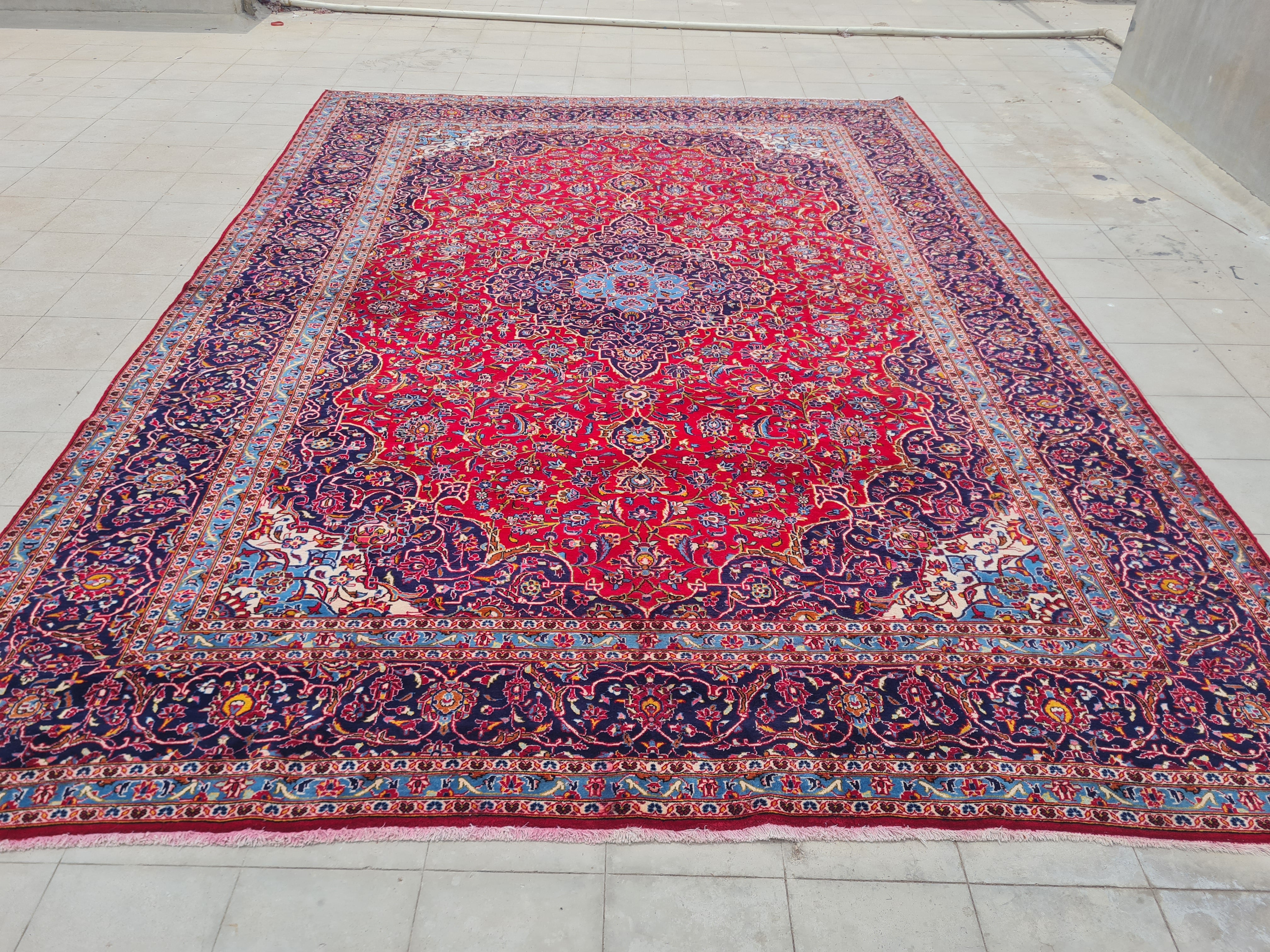 14' x 10' Ft. Authentic Vintage Persian Kashan Hand Knotted Fine Wool Area Rug - BR2658