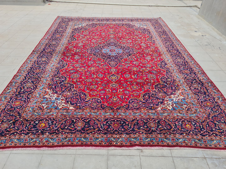 14' x 10' Ft. Authentic Vintage Persian Kashan Hand Knotted Fine Wool Area Rug - BR2658