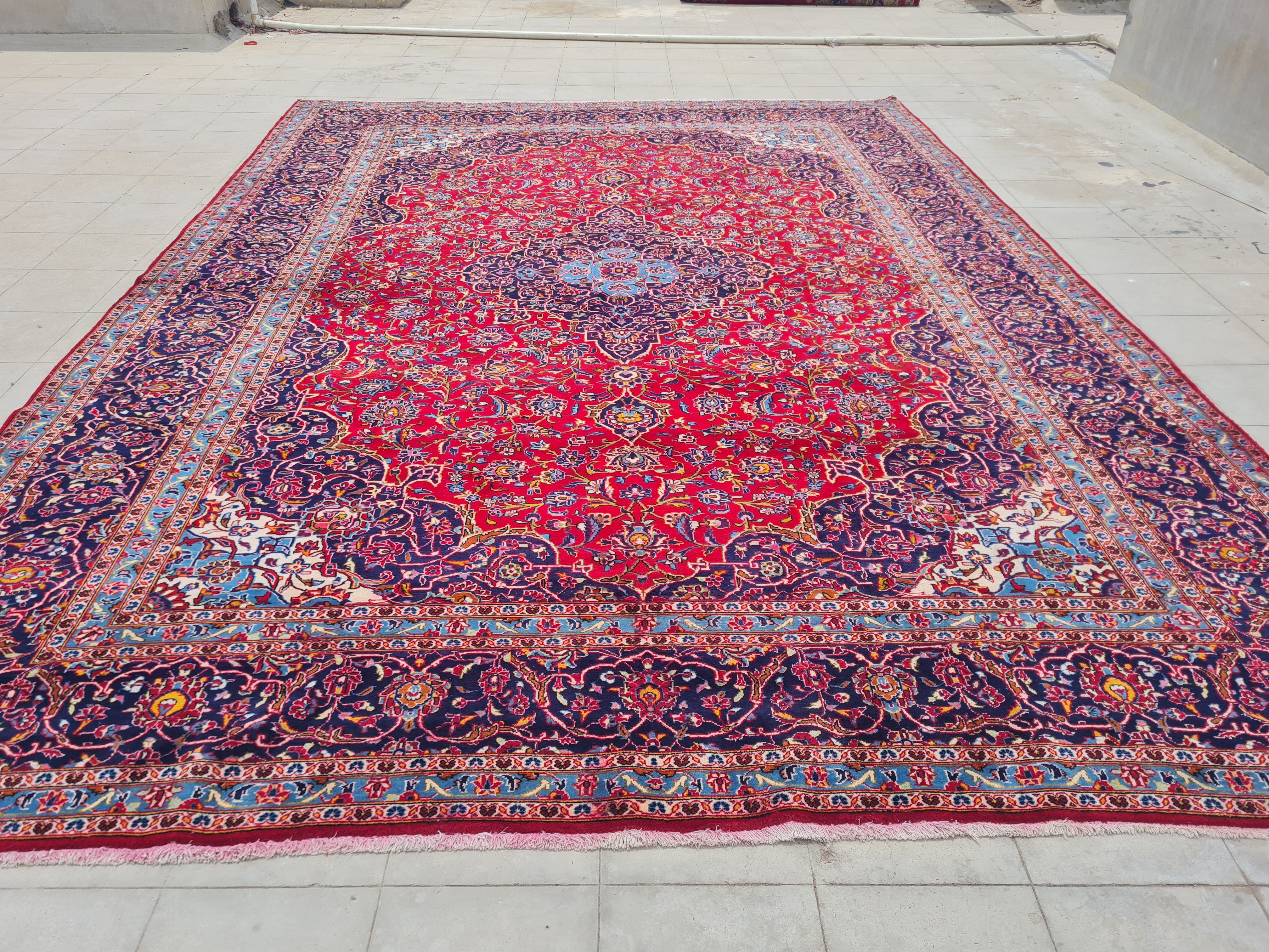 14' x 10' Ft. Authentic Vintage Persian Kashan Hand Knotted Fine Wool Area Rug - BR2658