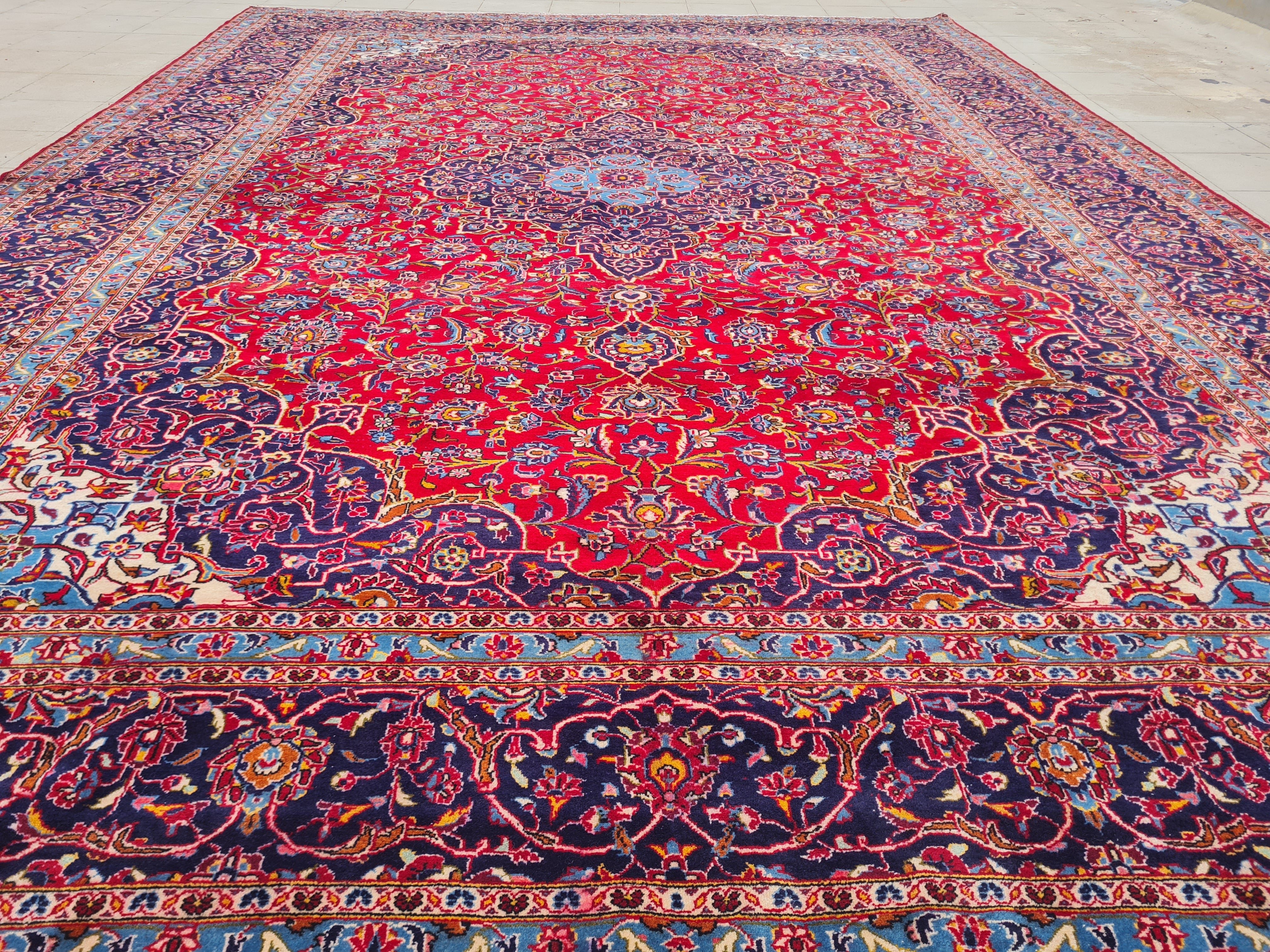 14' x 10' Ft. Authentic Vintage Persian Kashan Hand Knotted Fine Wool Area Rug - BR2658