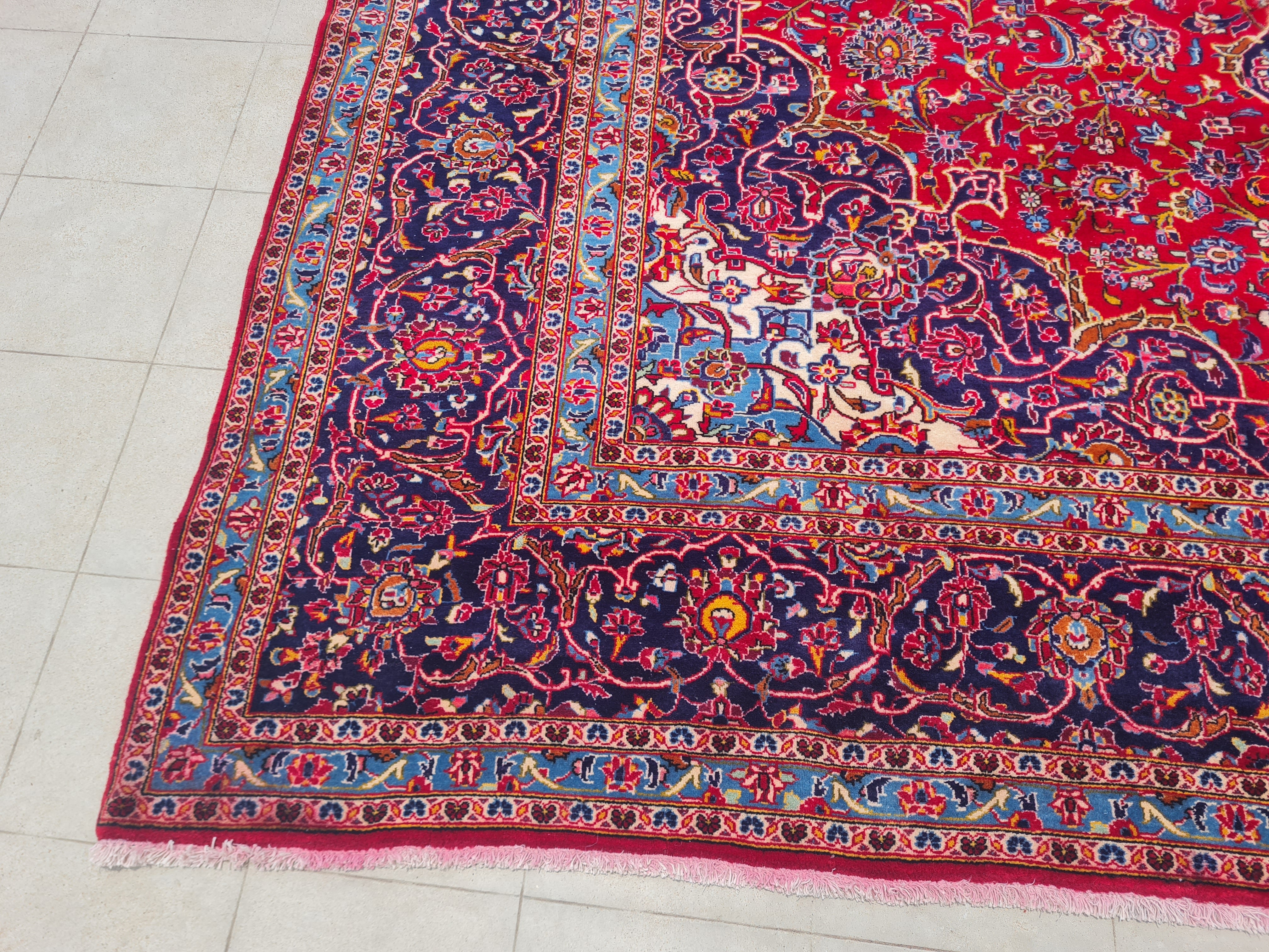 14' x 10' Ft. Authentic Vintage Persian Kashan Hand Knotted Fine Wool Area Rug - BR2658