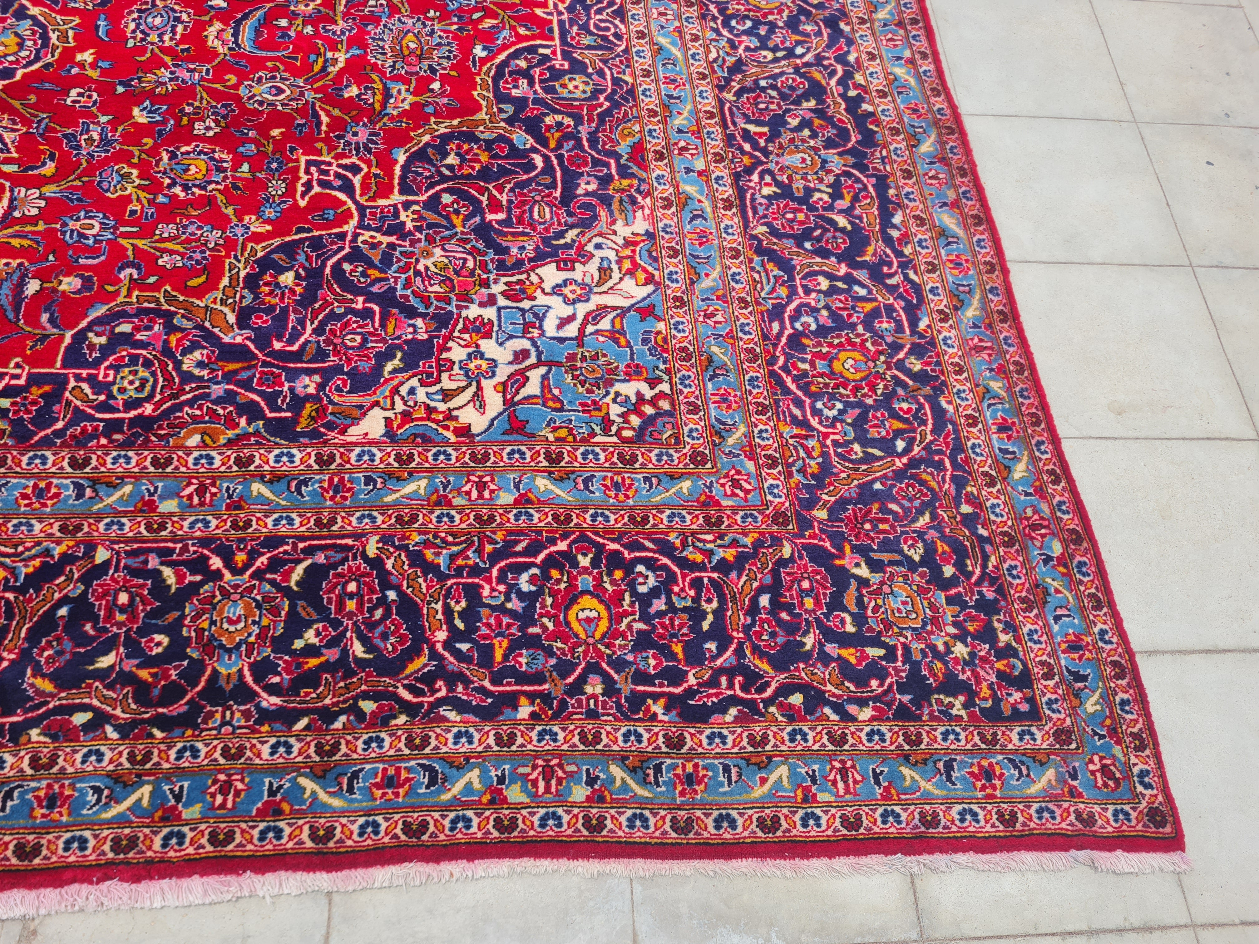 14' x 10' Ft. Authentic Vintage Persian Kashan Hand Knotted Fine Wool Area Rug - BR2658