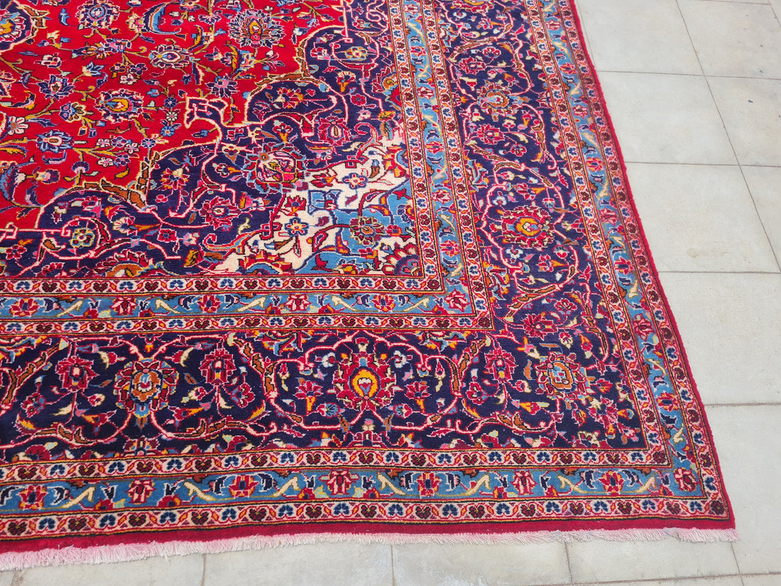 14' x 10' Ft. Authentic Vintage Persian Kashan Hand Knotted Fine Wool Area Rug - BR2658