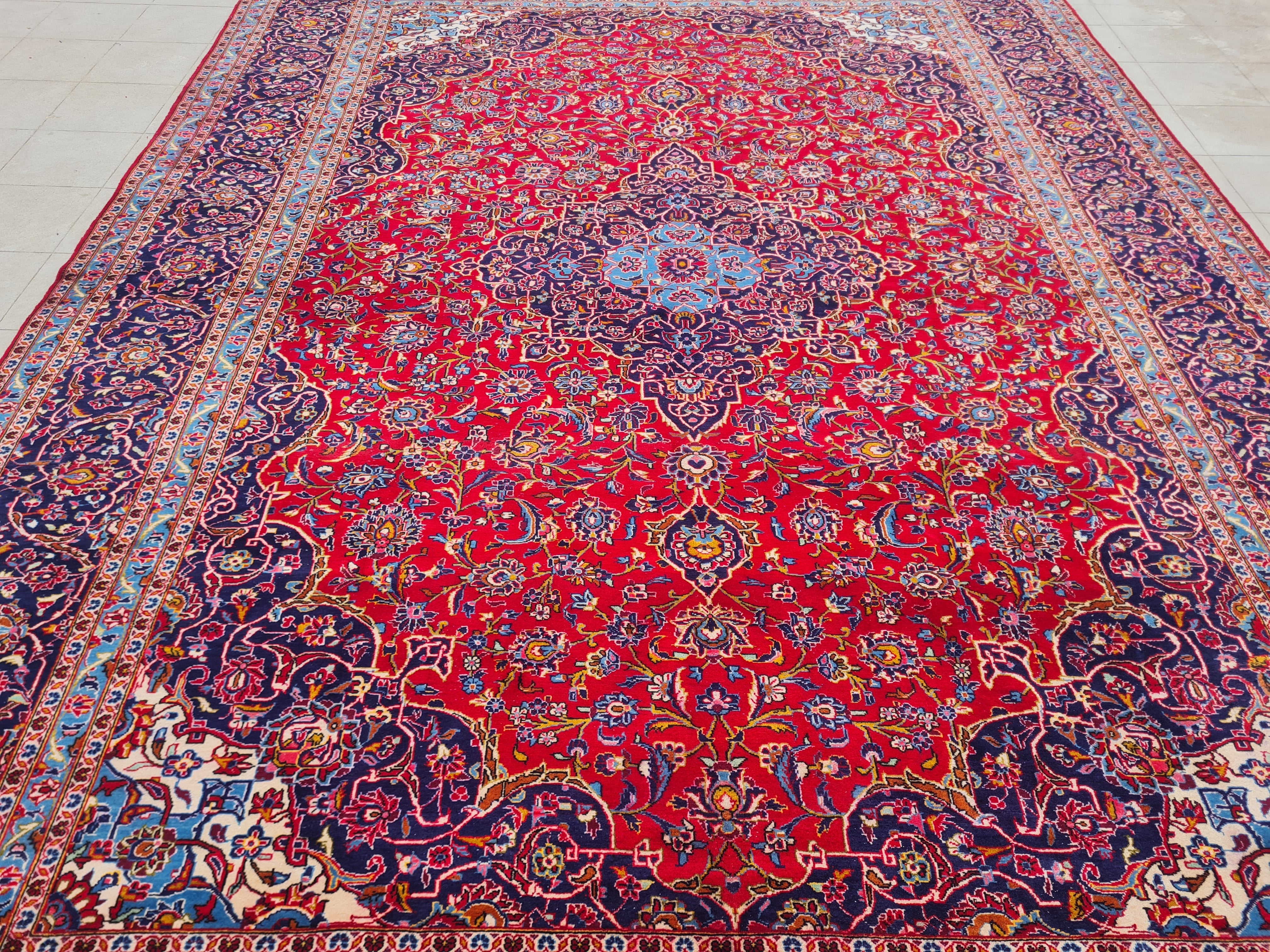 14' x 10' Ft. Authentic Vintage Persian Kashan Hand Knotted Fine Wool Area Rug - BR2658