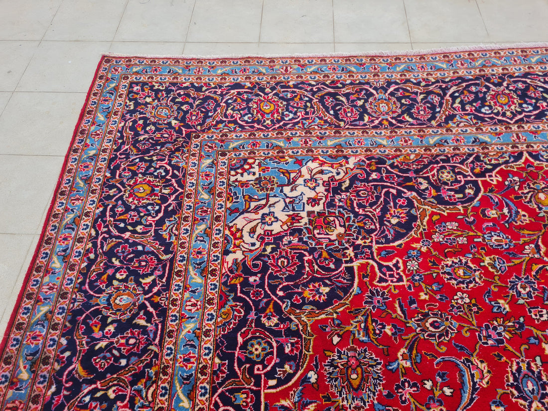 14' x 10' Ft. Authentic Vintage Persian Kashan Hand Knotted Fine Wool Area Rug - BR2658