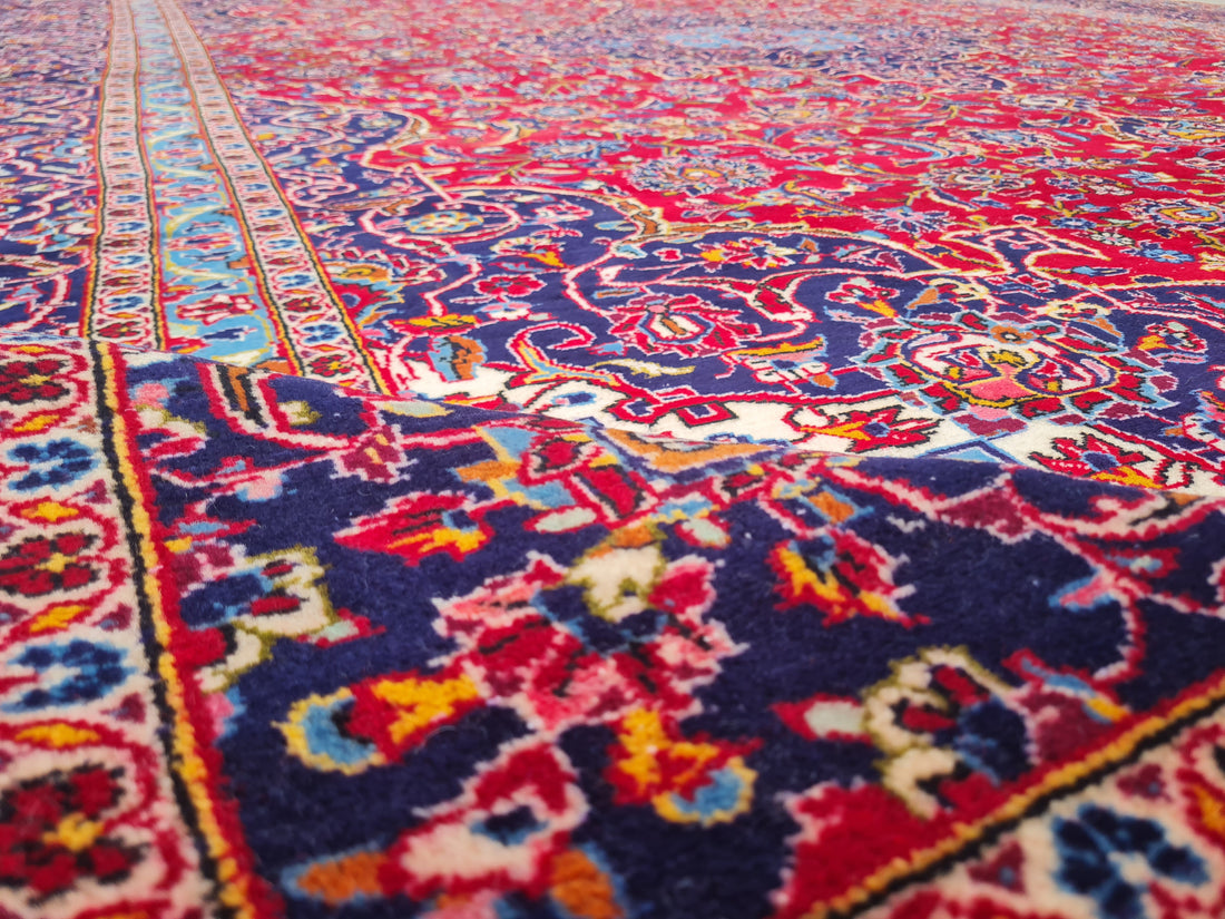 14' x 10' Ft. Authentic Vintage Persian Kashan Hand Knotted Fine Wool Area Rug - BR2658