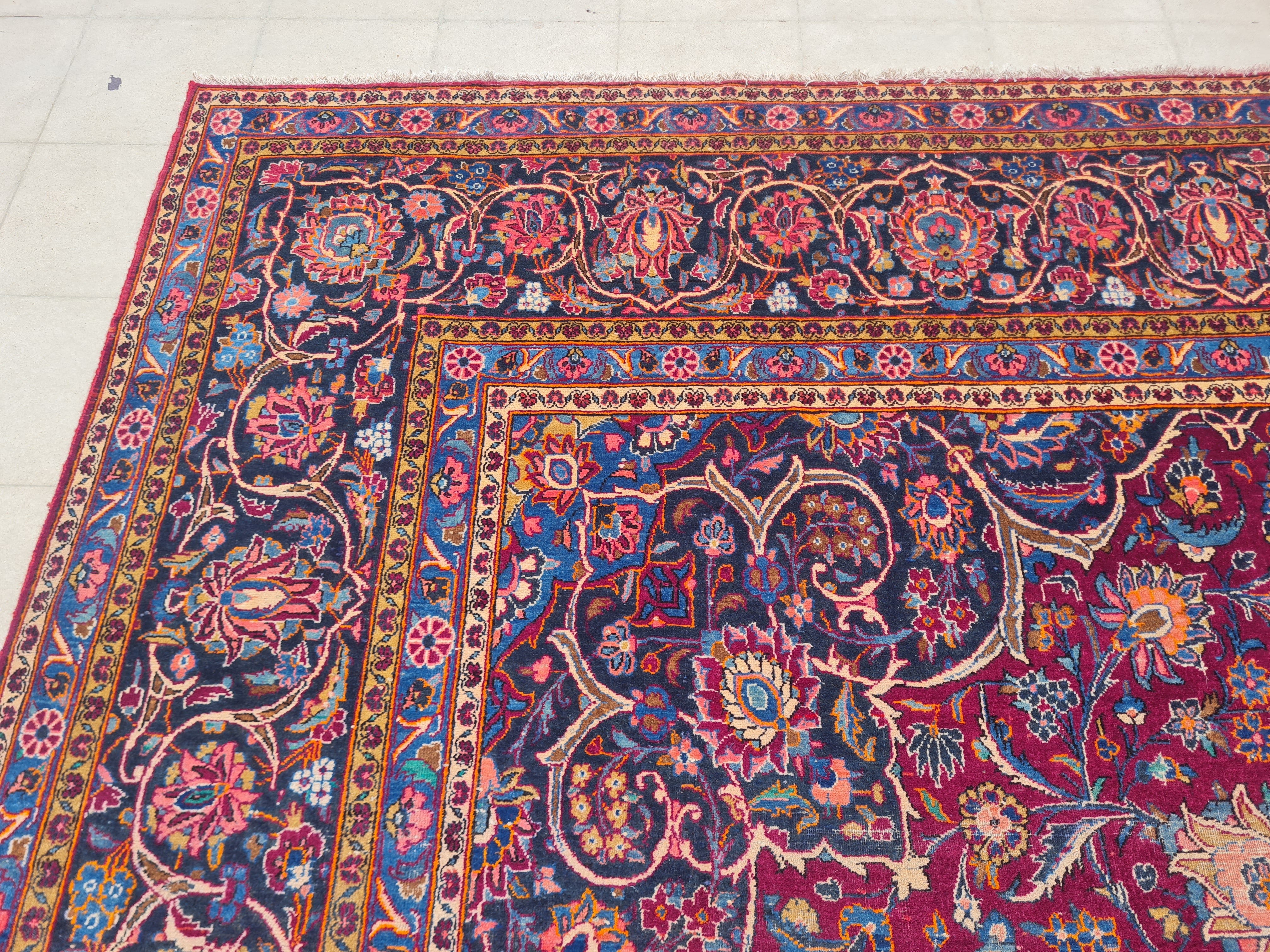 16 x 11 Ft. Authentic Vintage Persian Kashan Hand Knotted Fine Wool Area Rug - BR2661