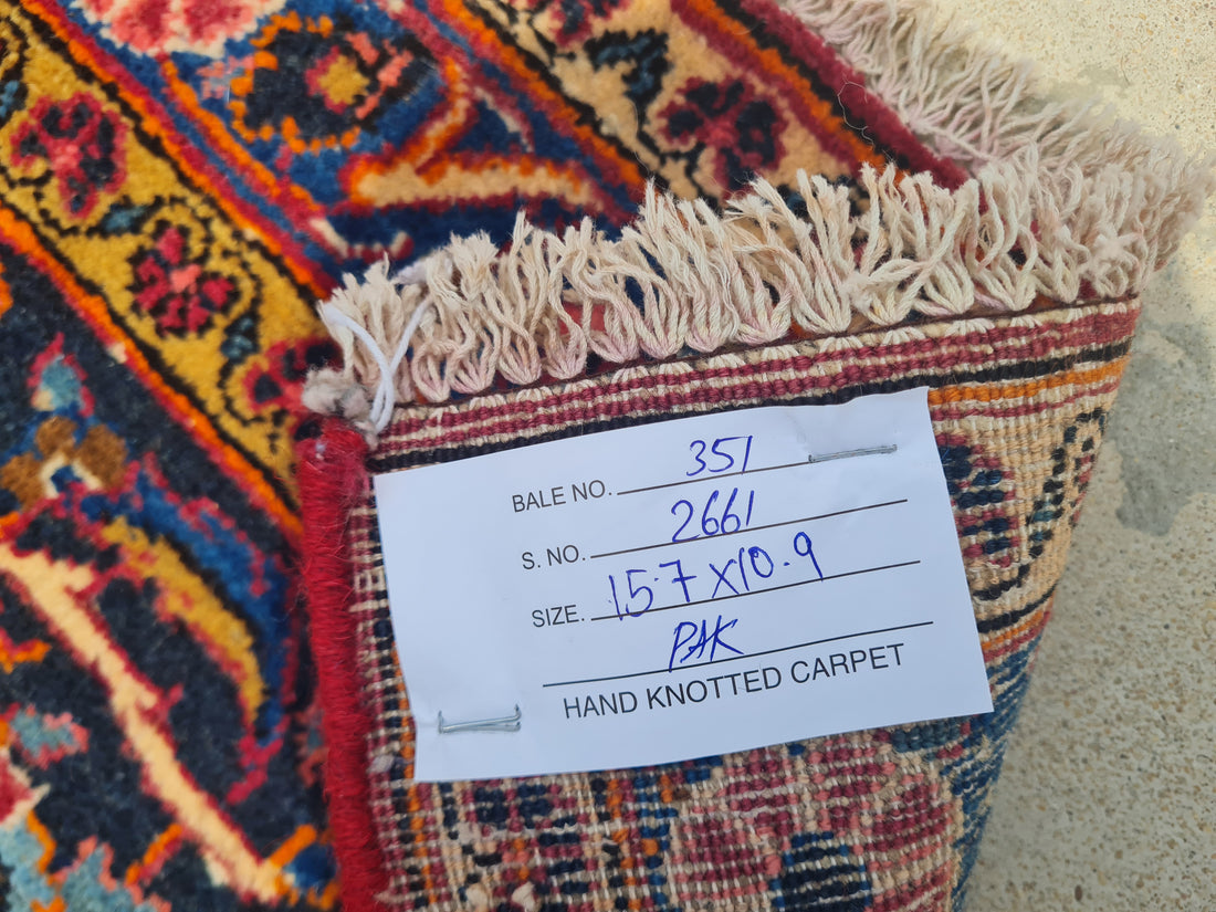 16 x 11 Ft. Authentic Vintage Persian Kashan Hand Knotted Fine Wool Area Rug - BR2661