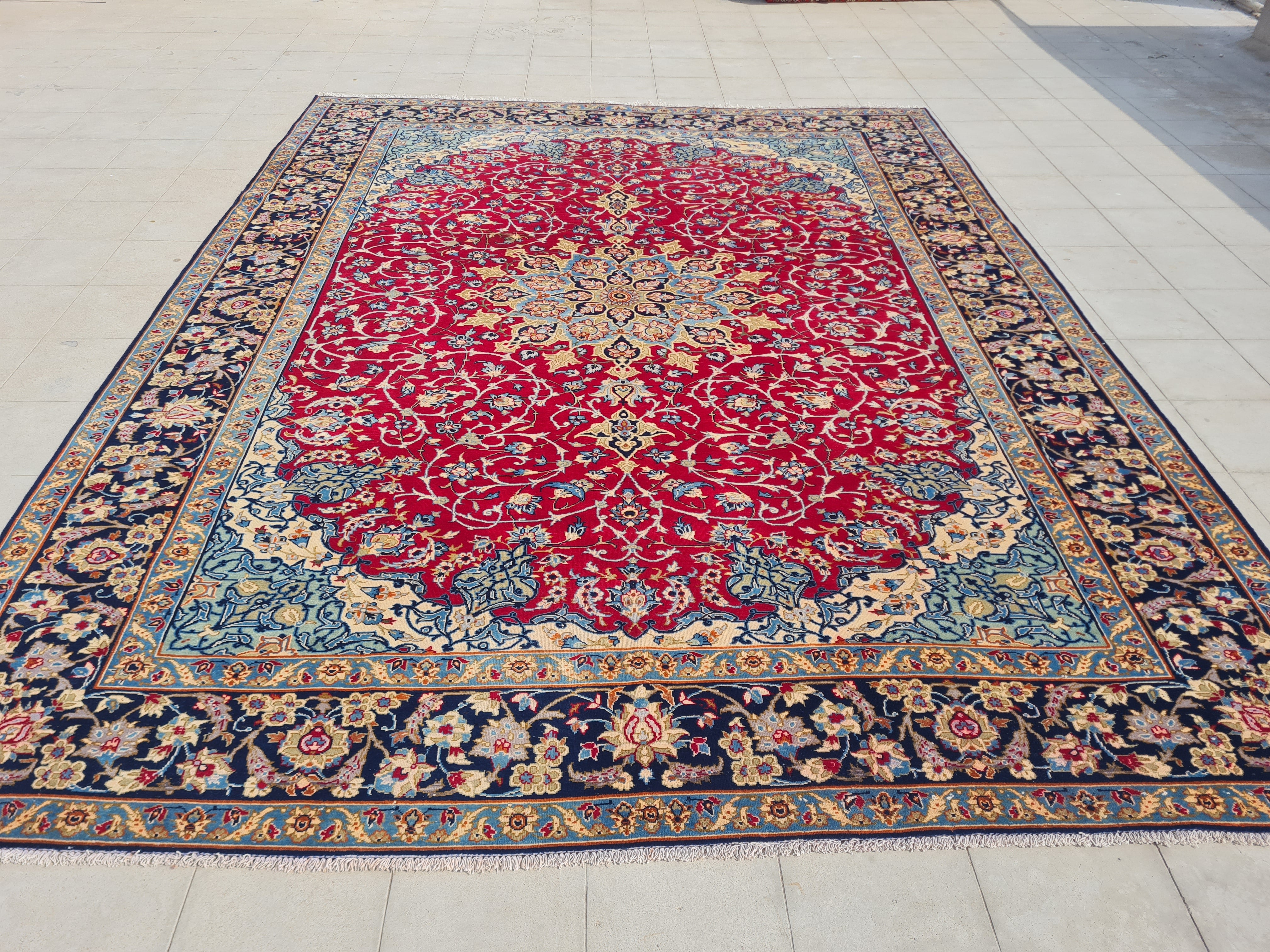 12' x 9' Authentic Vintage Persian Najafabad Isfahan Hand Knotted Fine Wool Area Rug BR2686
