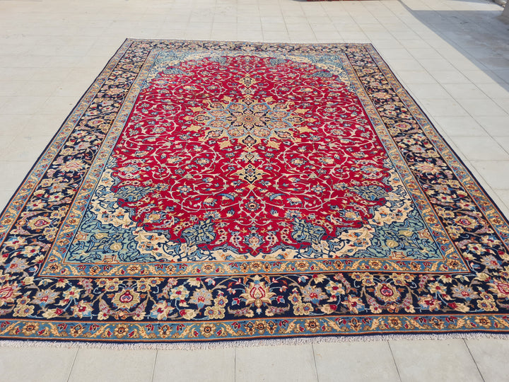 12' x 9' Authentic Vintage Persian Najafabad Isfahan Hand Knotted Fine Wool Area Rug BR2686