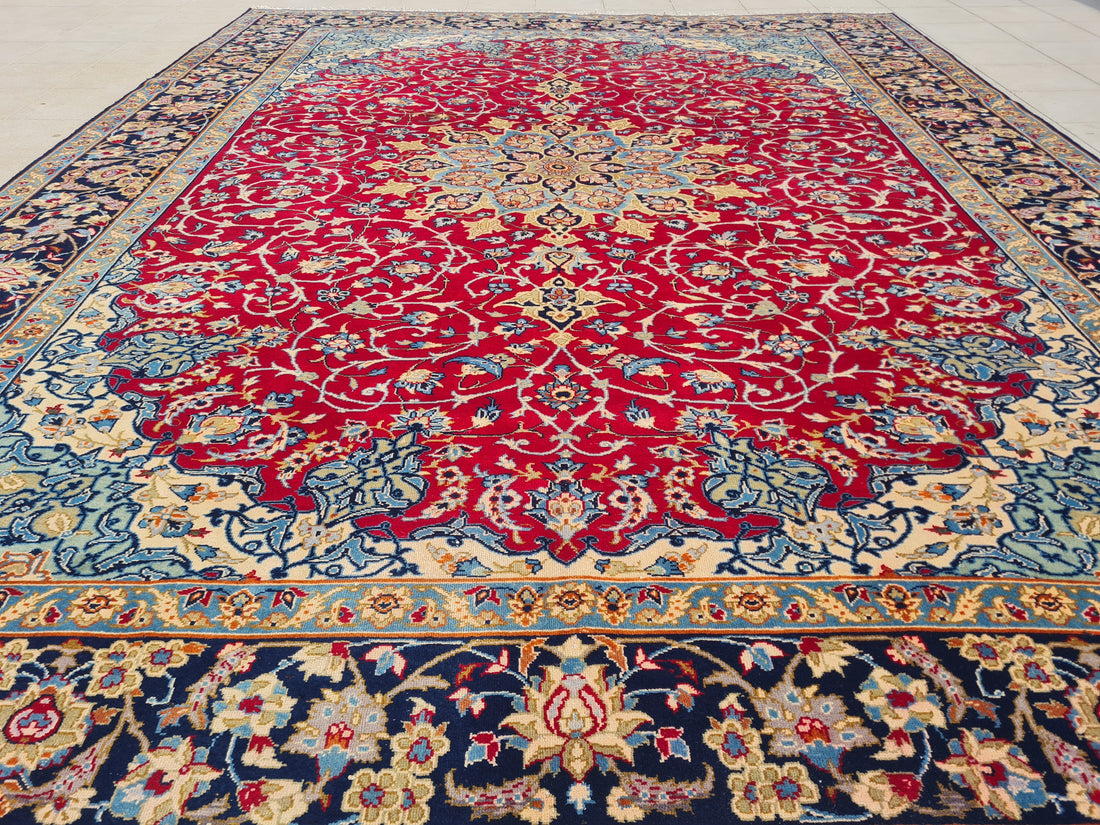 12' x 9' Authentic Vintage Persian Najafabad Isfahan Hand Knotted Fine Wool Area Rug BR2686