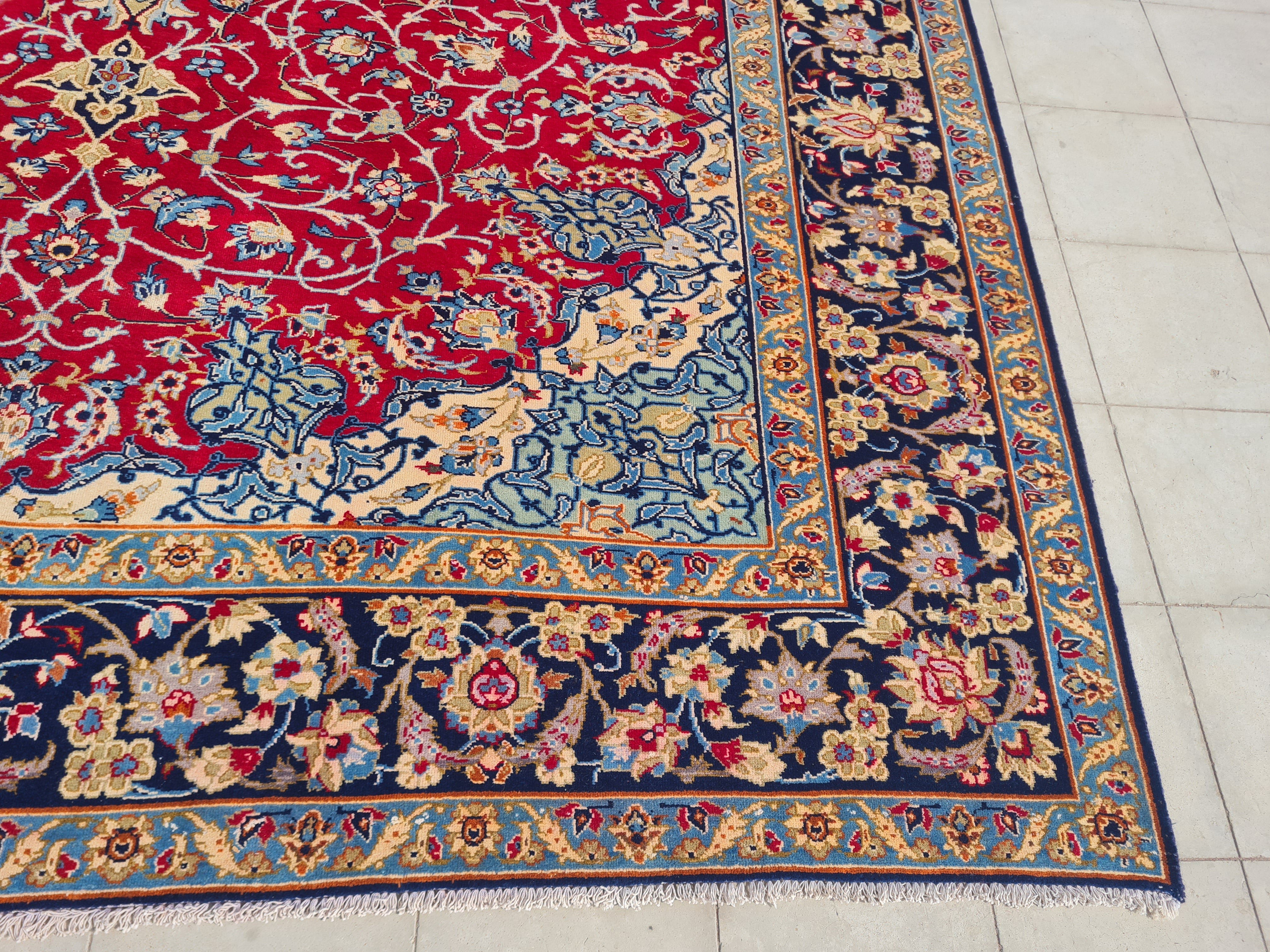 12' x 9' Authentic Vintage Persian Najafabad Isfahan Hand Knotted Fine Wool Area Rug BR2686