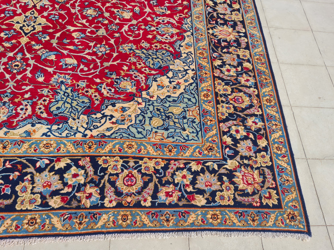 12' x 9' Authentic Vintage Persian Najafabad Isfahan Hand Knotted Fine Wool Area Rug BR2686