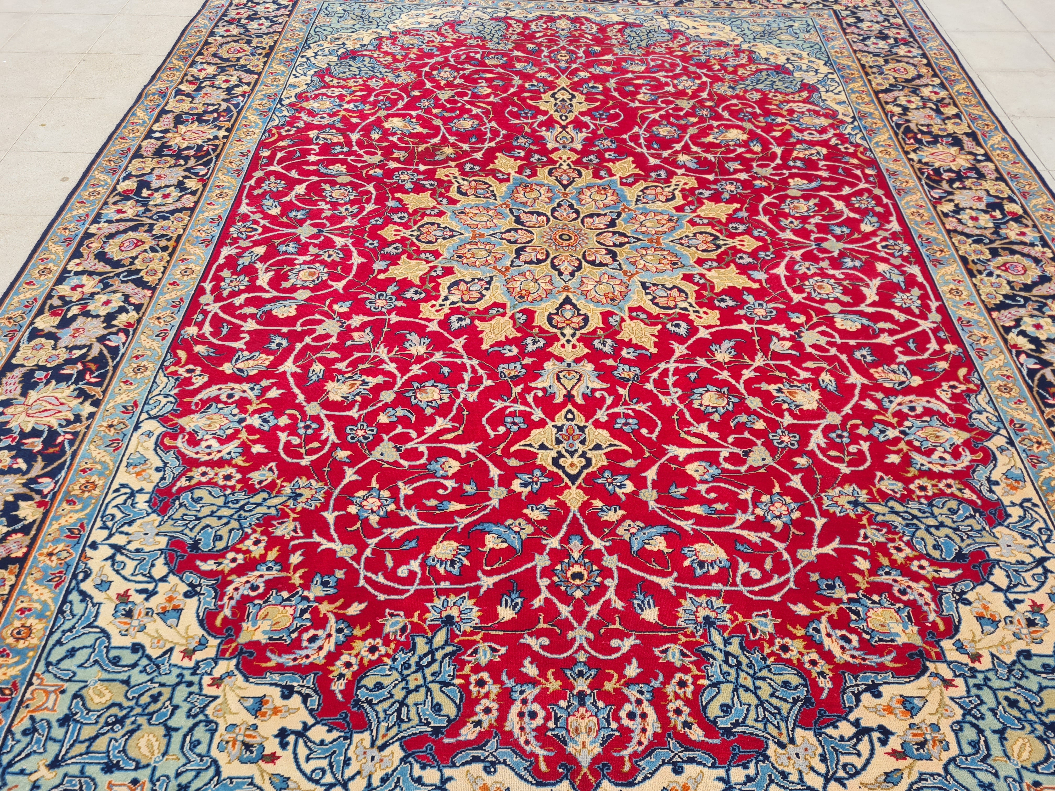12' x 9' Authentic Vintage Persian Najafabad Isfahan Hand Knotted Fine Wool Area Rug BR2686